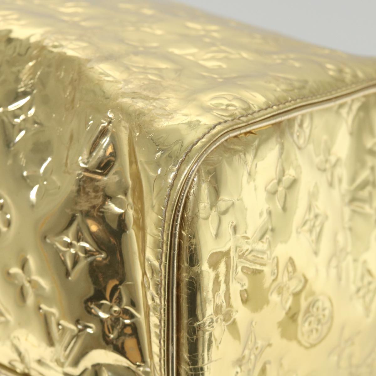 LOUIS VUITTON Monogram Miroir Keepall 55 Boston Bag Gold LV 57842S