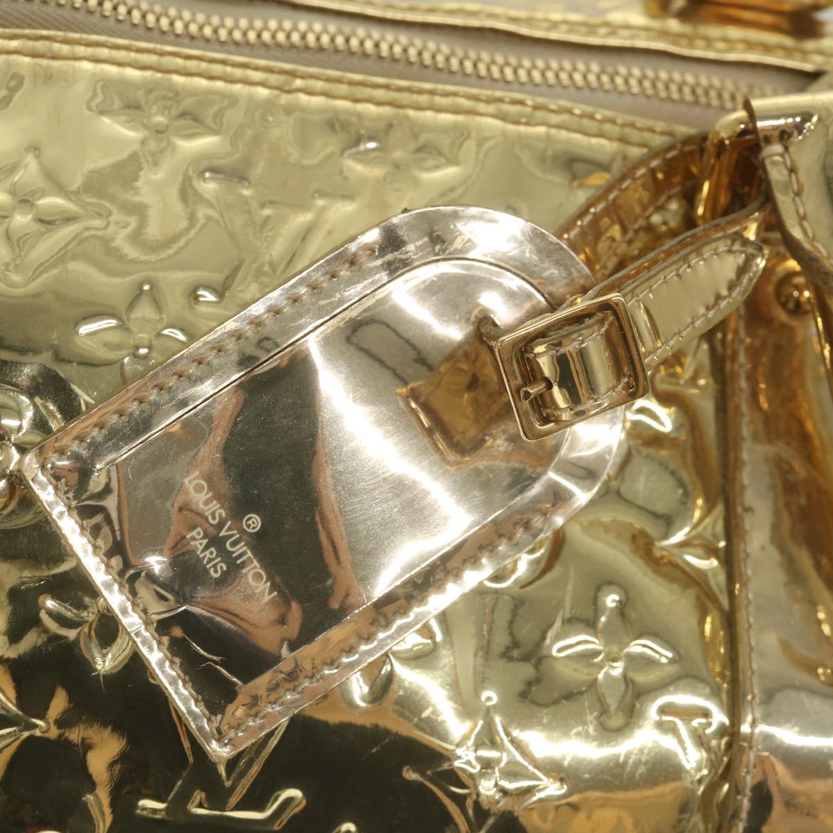 LOUIS VUITTON Monogram Miroir Keepall 55 Boston Bag Gold LV 57842S