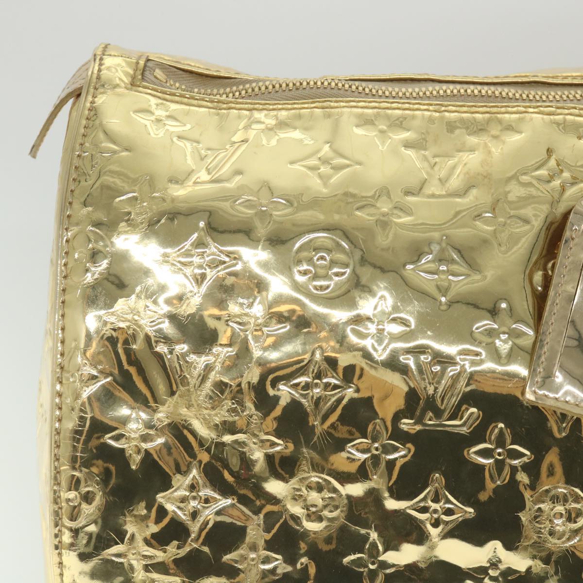 LOUIS VUITTON Monogram Miroir Keepall 55 Boston Bag Gold LV 57842S