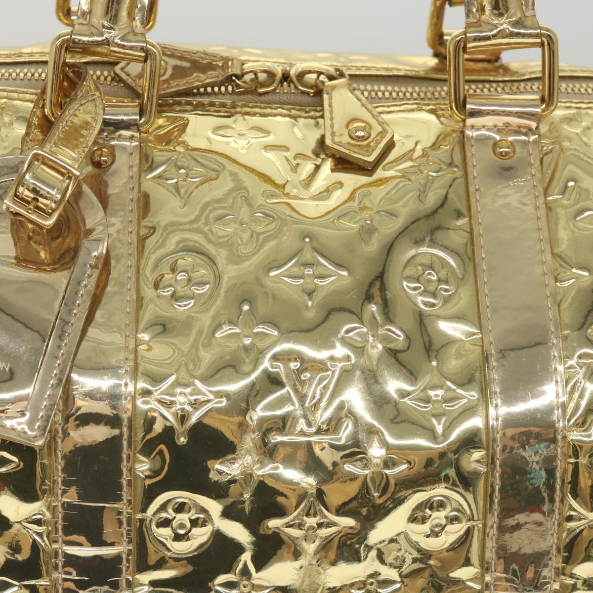 LOUIS VUITTON Monogram Miroir Keepall 55 Boston Bag Gold LV 57842S