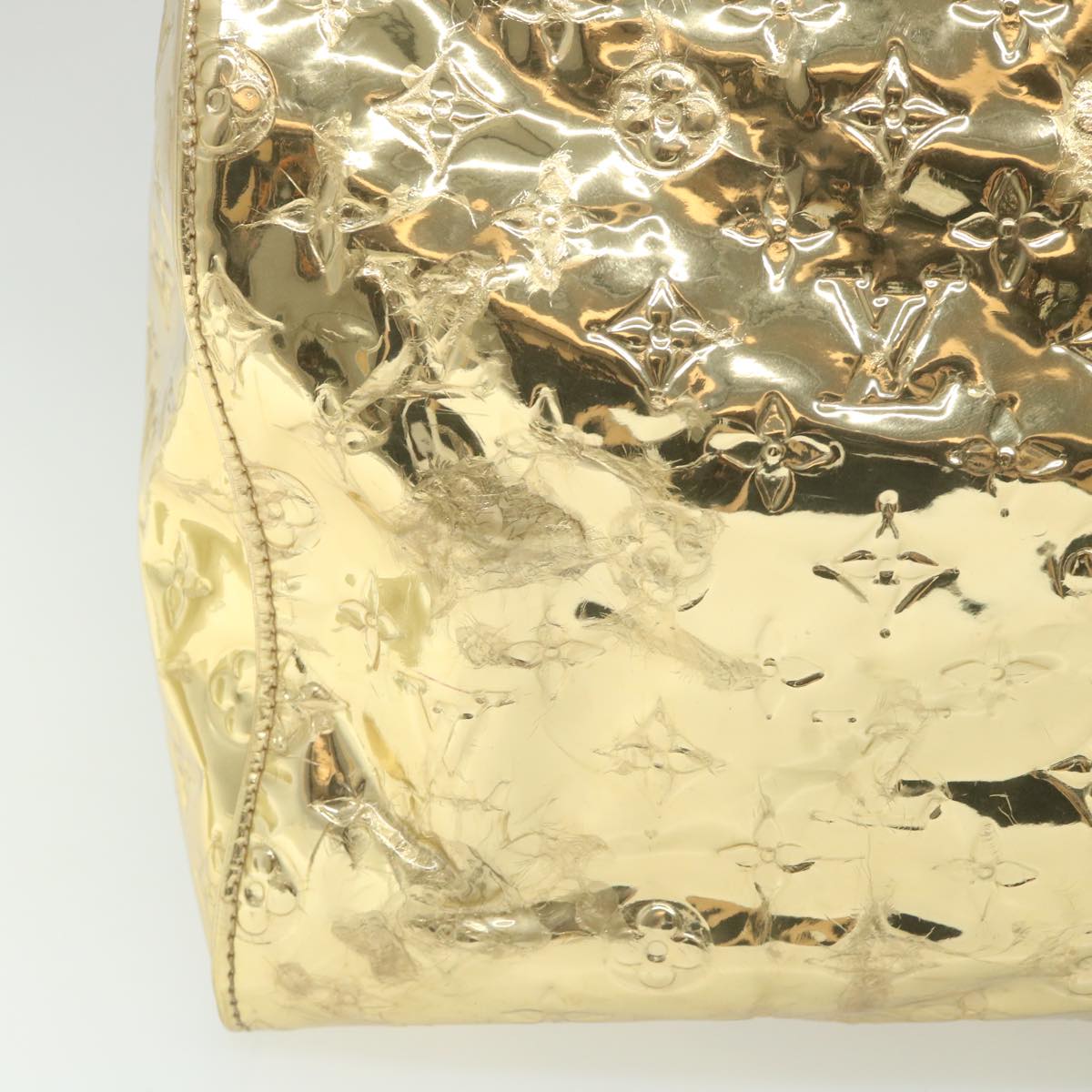 LOUIS VUITTON Monogram Miroir Keepall 55 Boston Bag Gold LV 57842S