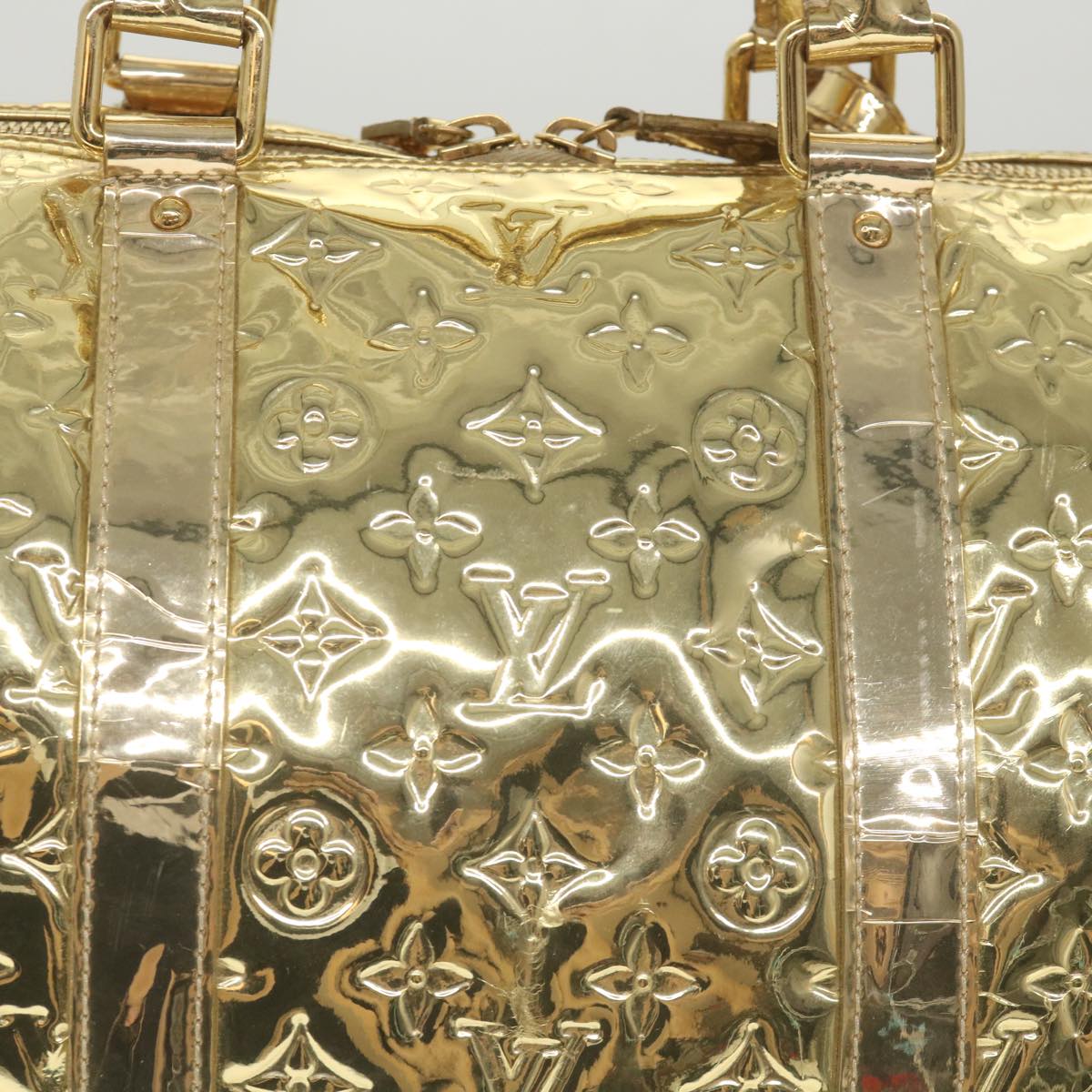 LOUIS VUITTON Monogram Miroir Keepall 55 Boston Bag Gold LV 57842S