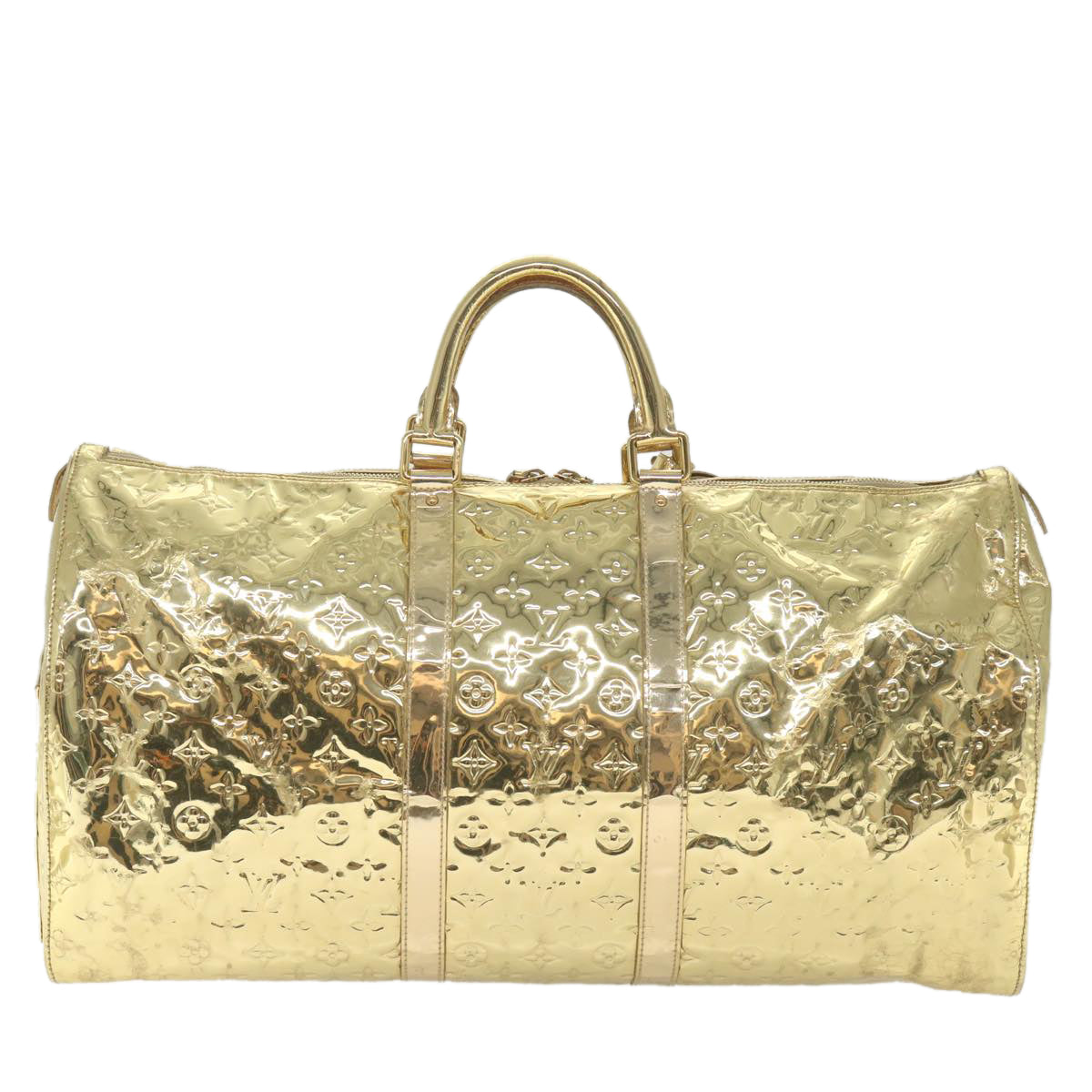 LOUIS VUITTON Monogram Miroir Keepall 55 Boston Bag Gold LV 57842S