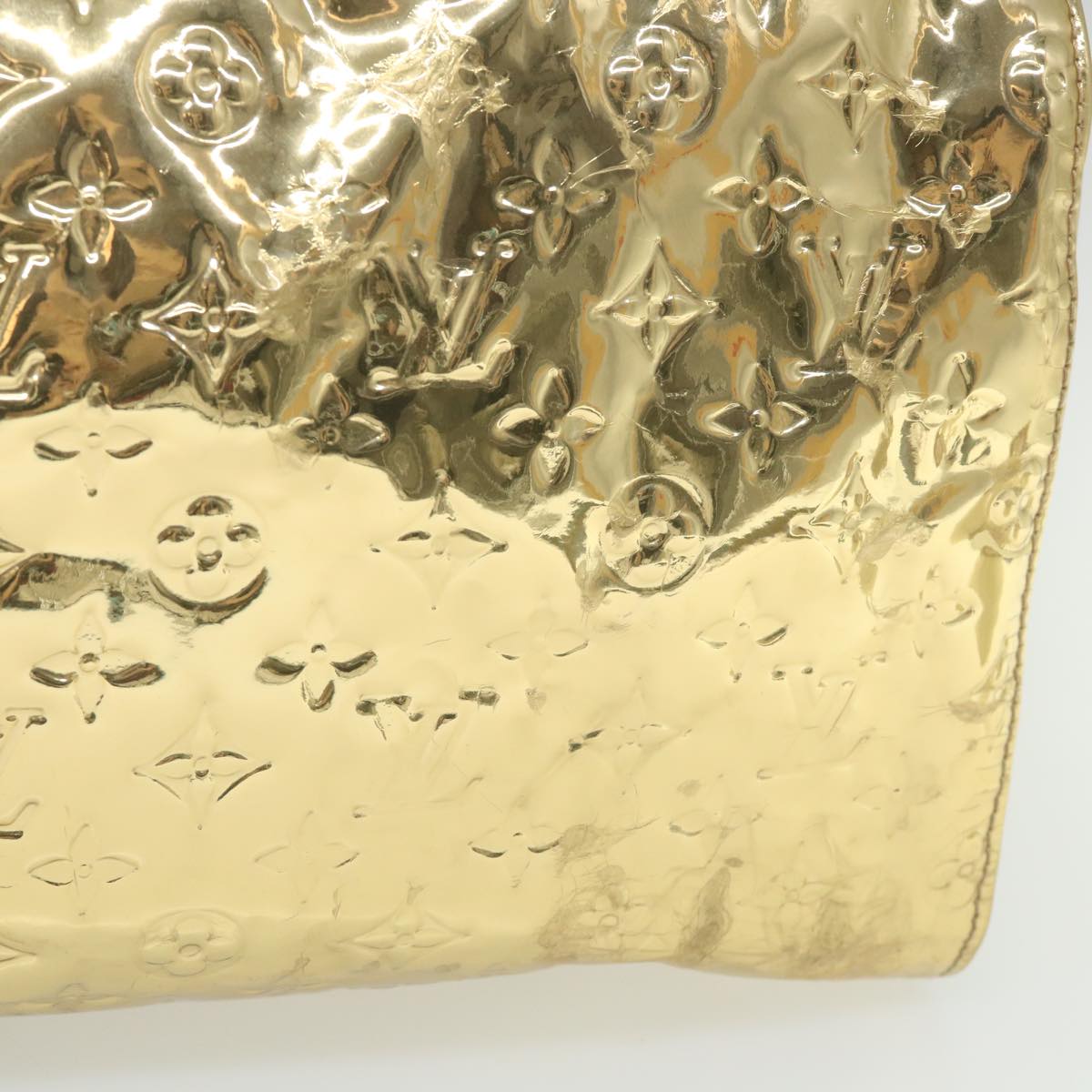 LOUIS VUITTON Monogram Miroir Keepall 55 Boston Bag Gold LV 57842S