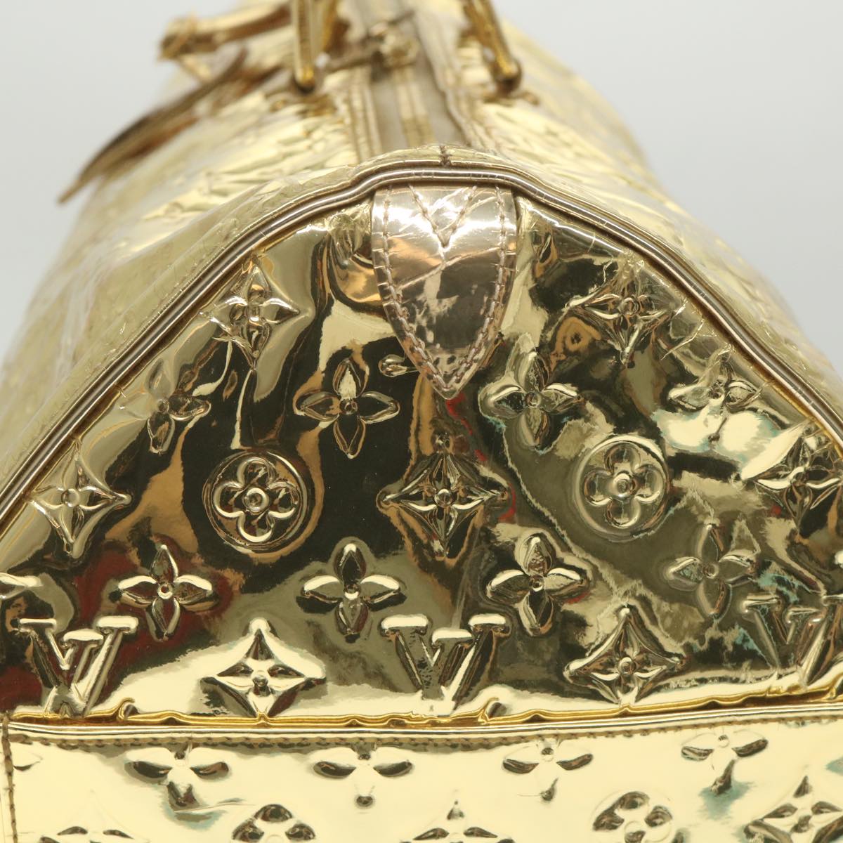LOUIS VUITTON Monogram Miroir Keepall 55 Boston Bag Gold LV 57842S
