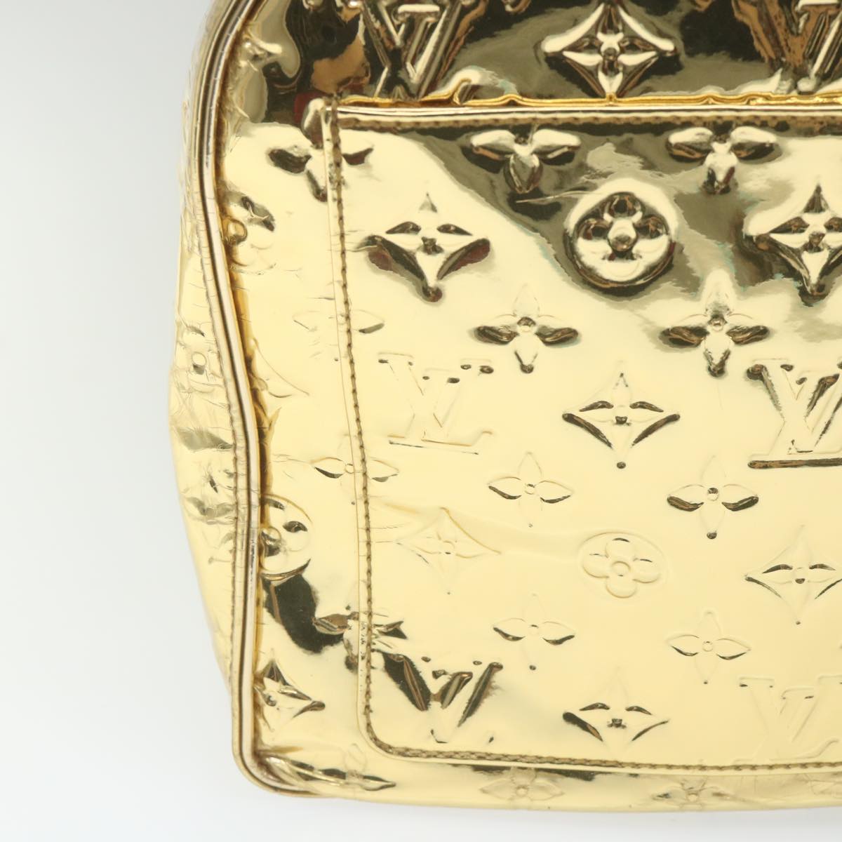 LOUIS VUITTON Monogram Miroir Keepall 55 Boston Bag Gold LV 57842S