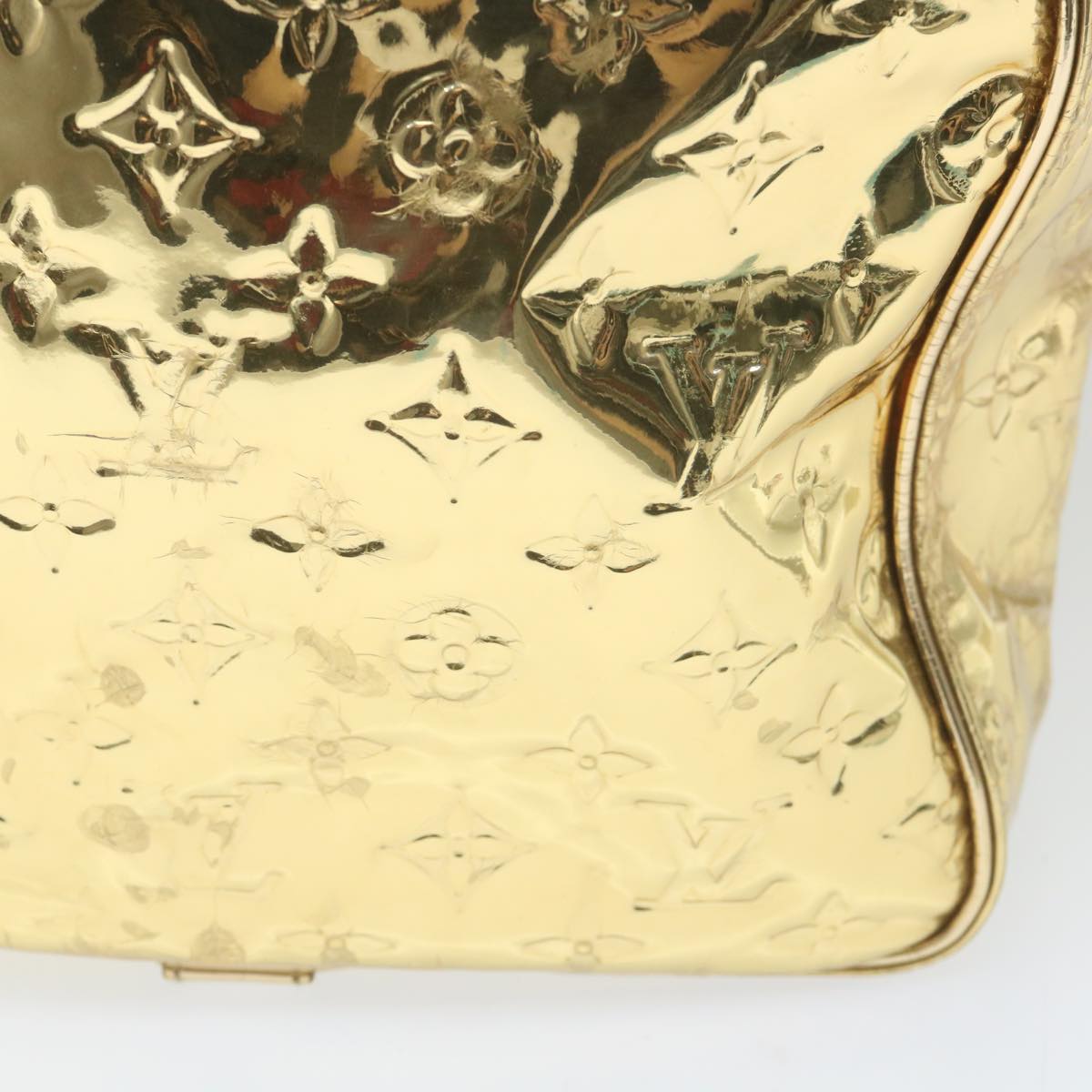 LOUIS VUITTON Monogram Miroir Keepall 55 Boston Bag Gold LV 57842S