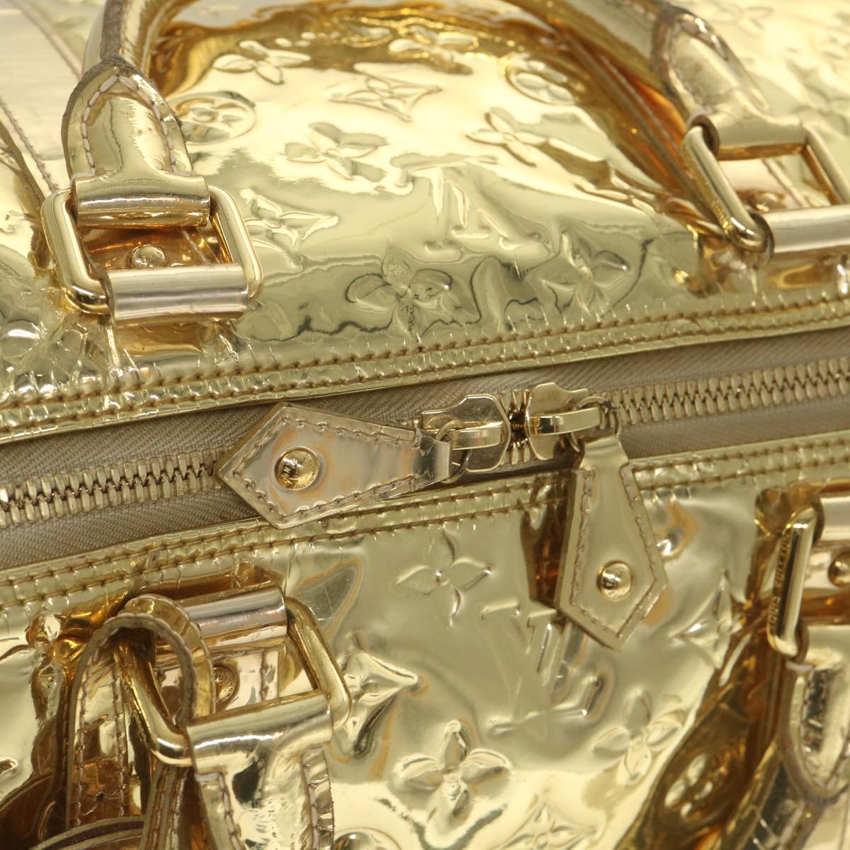 LOUIS VUITTON Monogram Miroir Keepall 55 Boston Bag Gold LV 57842S