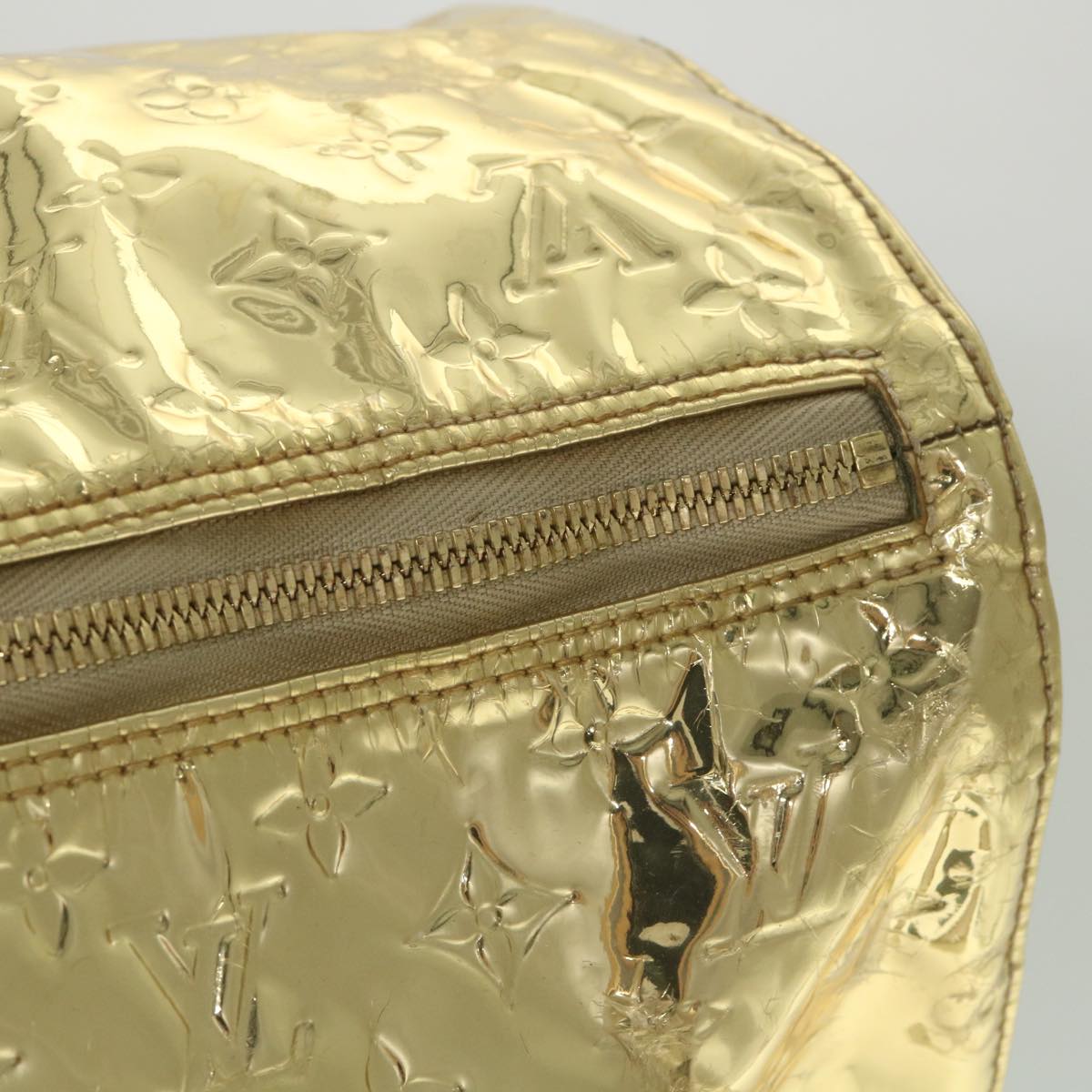 LOUIS VUITTON Monogram Miroir Keepall 55 Boston Bag Gold LV 57842S