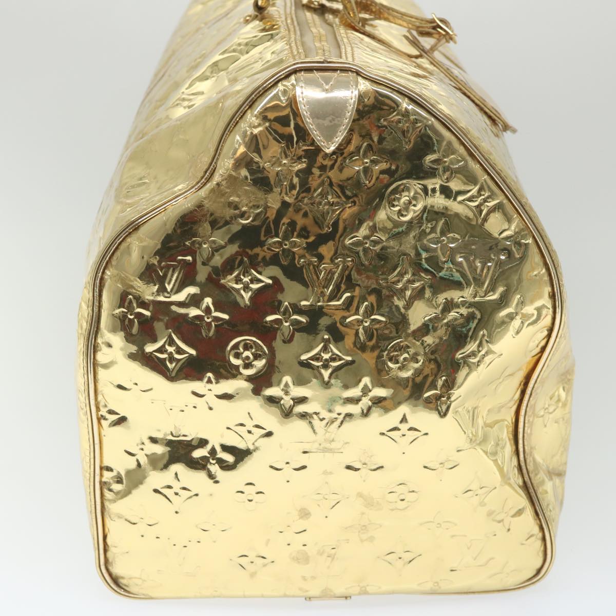 LOUIS VUITTON Monogram Miroir Keepall 55 Boston Bag Gold LV 57842S
