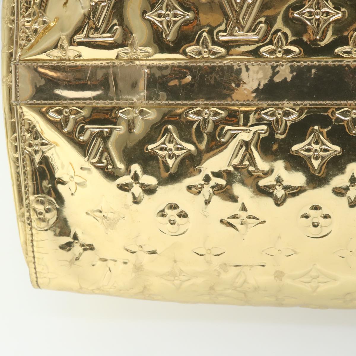LOUIS VUITTON Monogram Miroir Keepall 55 Boston Bag Gold LV 57842S