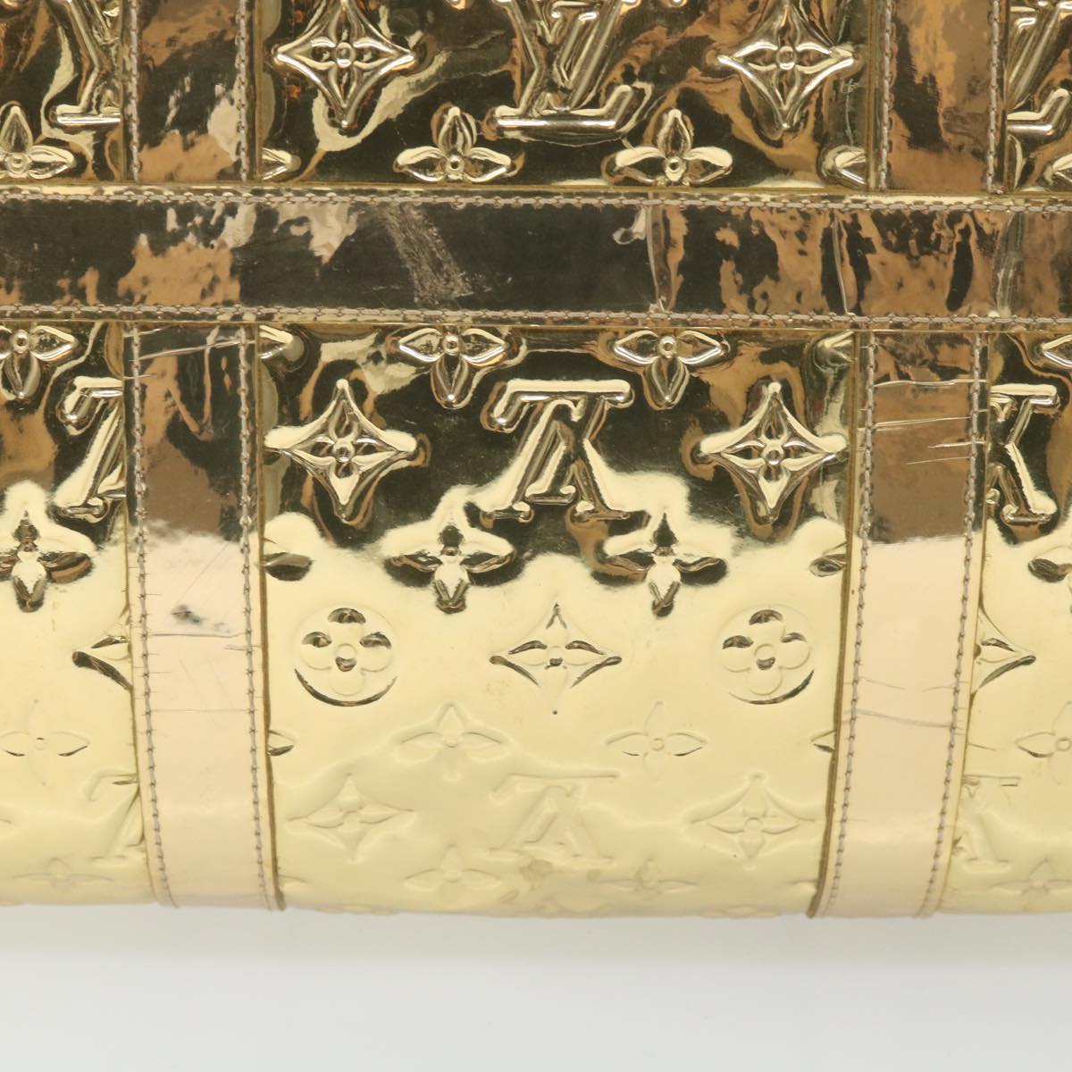 LOUIS VUITTON Monogram Miroir Keepall 55 Boston Bag Gold LV 57842S