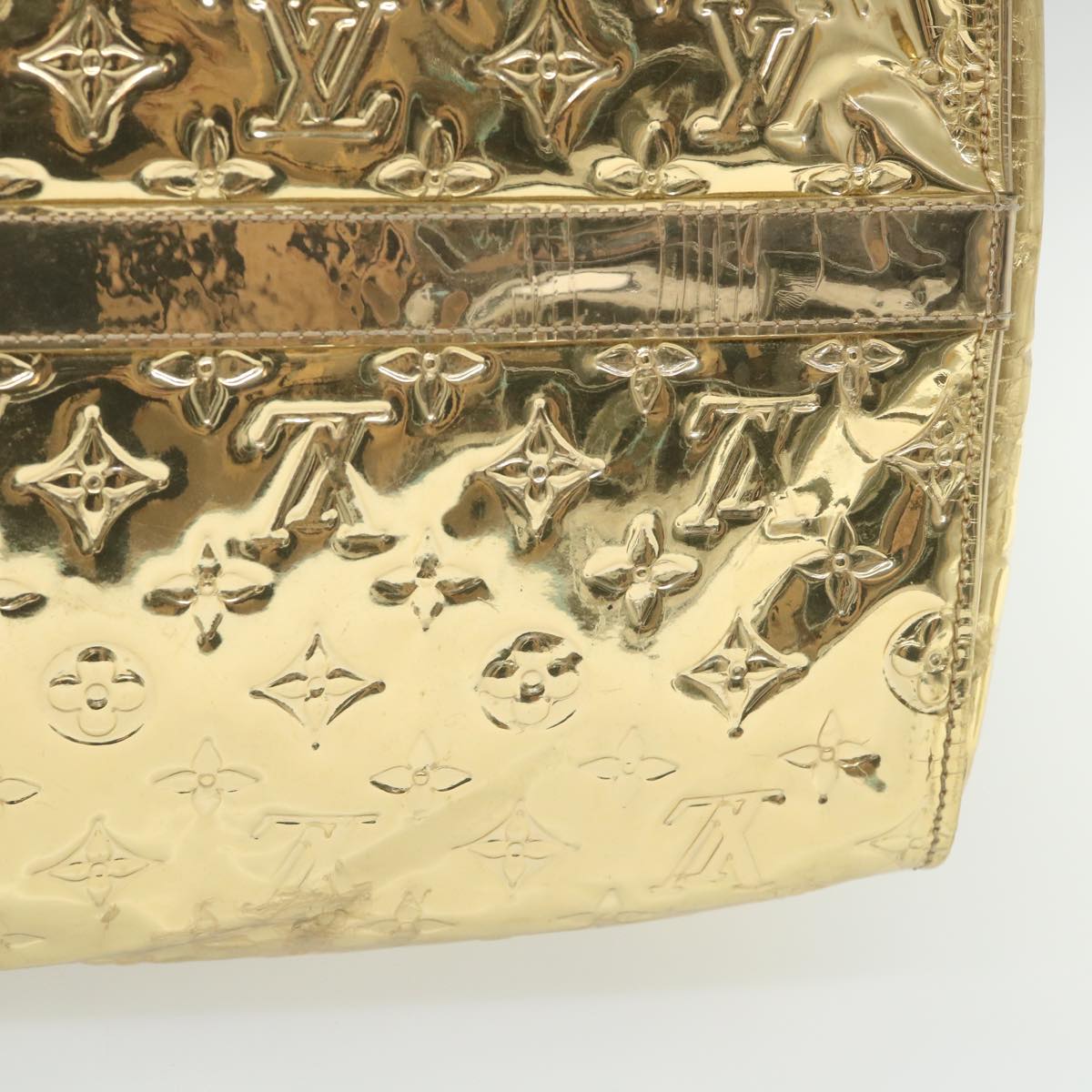 LOUIS VUITTON Monogram Miroir Keepall 55 Boston Bag Gold LV 57842S
