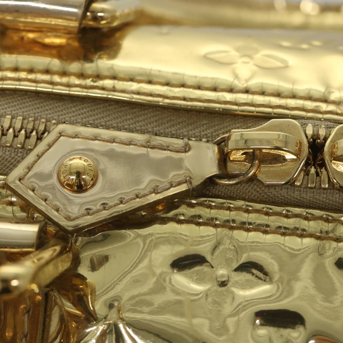 LOUIS VUITTON Monogram Miroir Keepall 55 Boston Bag Gold LV 57842S