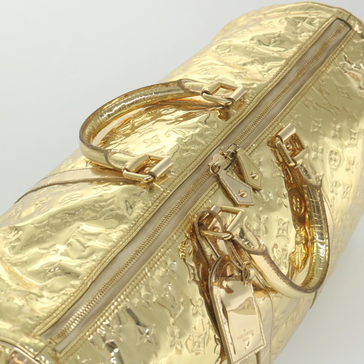 LOUIS VUITTON Monogram Miroir Keepall 55 Boston Bag Gold LV 57842S