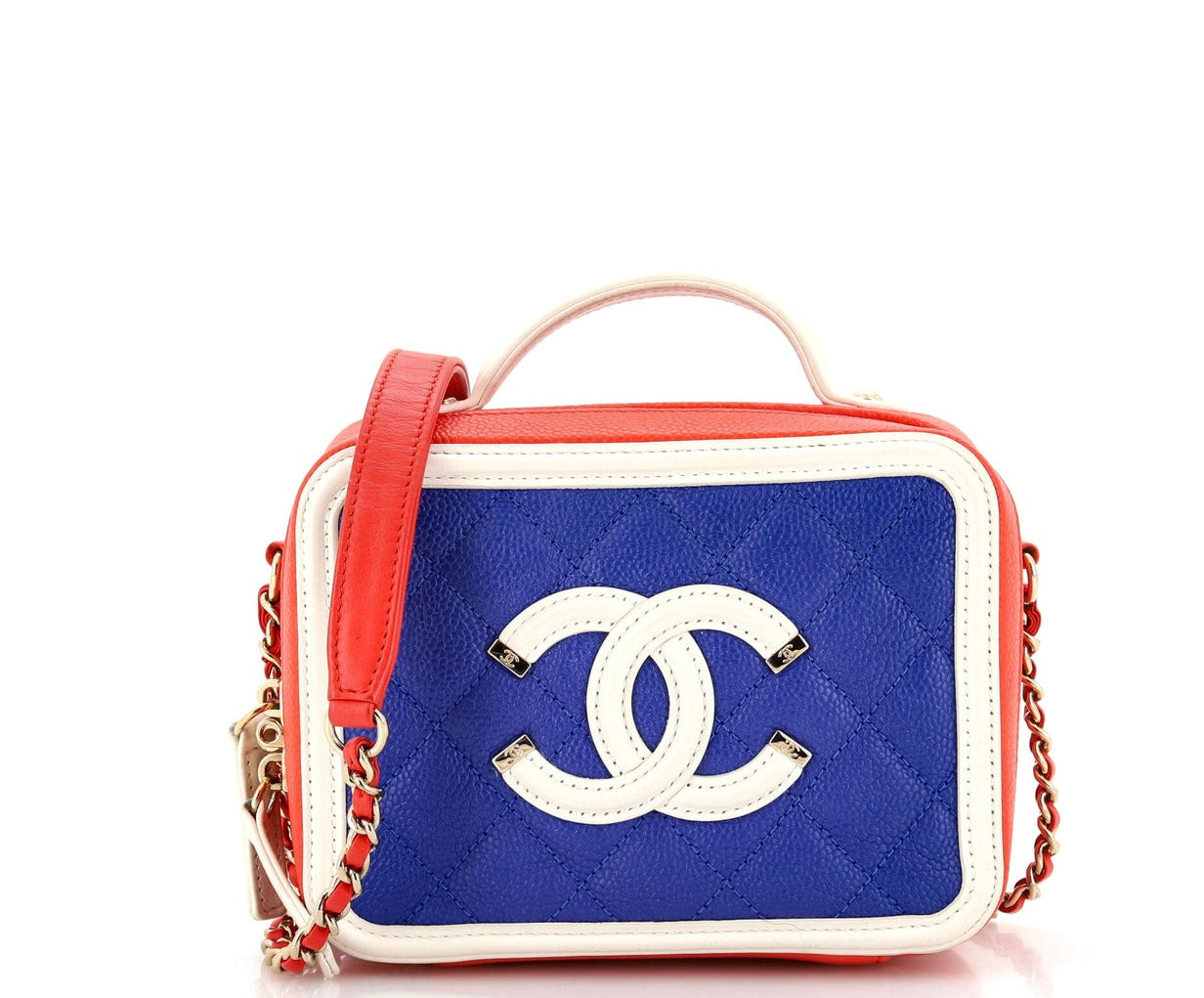 Chanel Filigree Vanity Case Quilted Caviar Small
