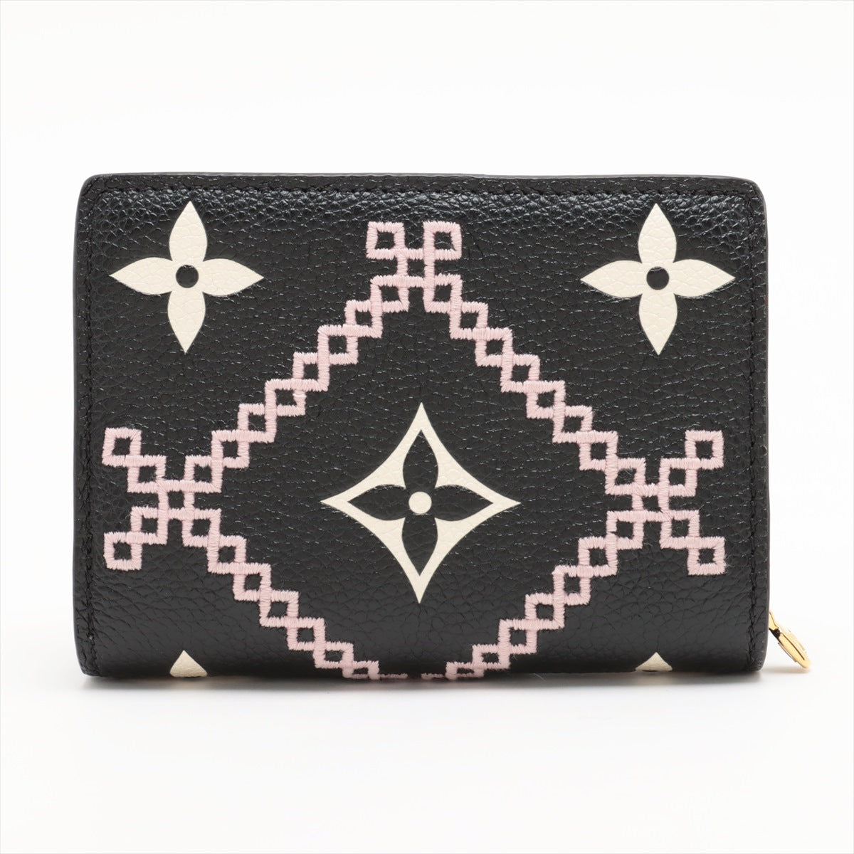 Louis Vuitton Monogram Broderie Portfolio Clare M81139 Black Compact Wallet