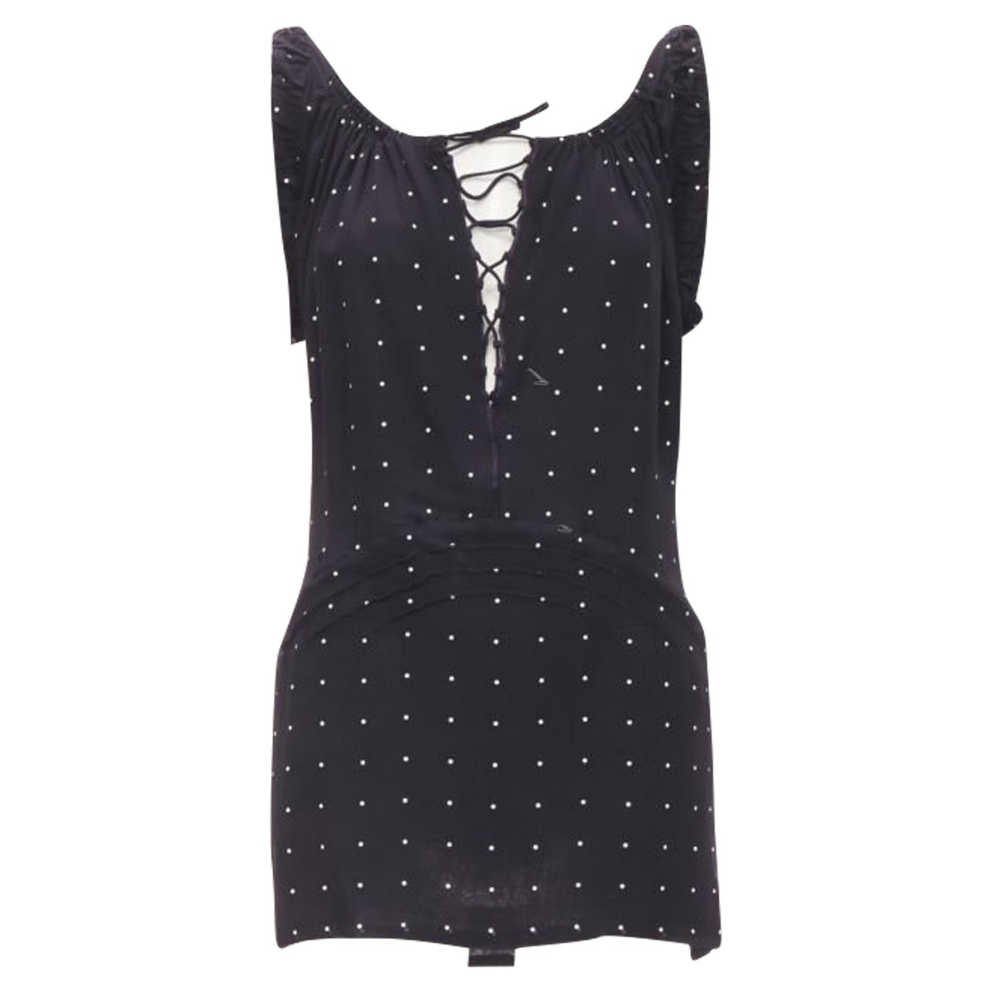 Gucci polka dot cursive logo print laced mini dress