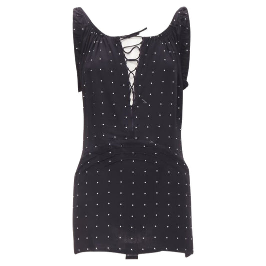 Gucci polka dot cursive logo print laced mini dress