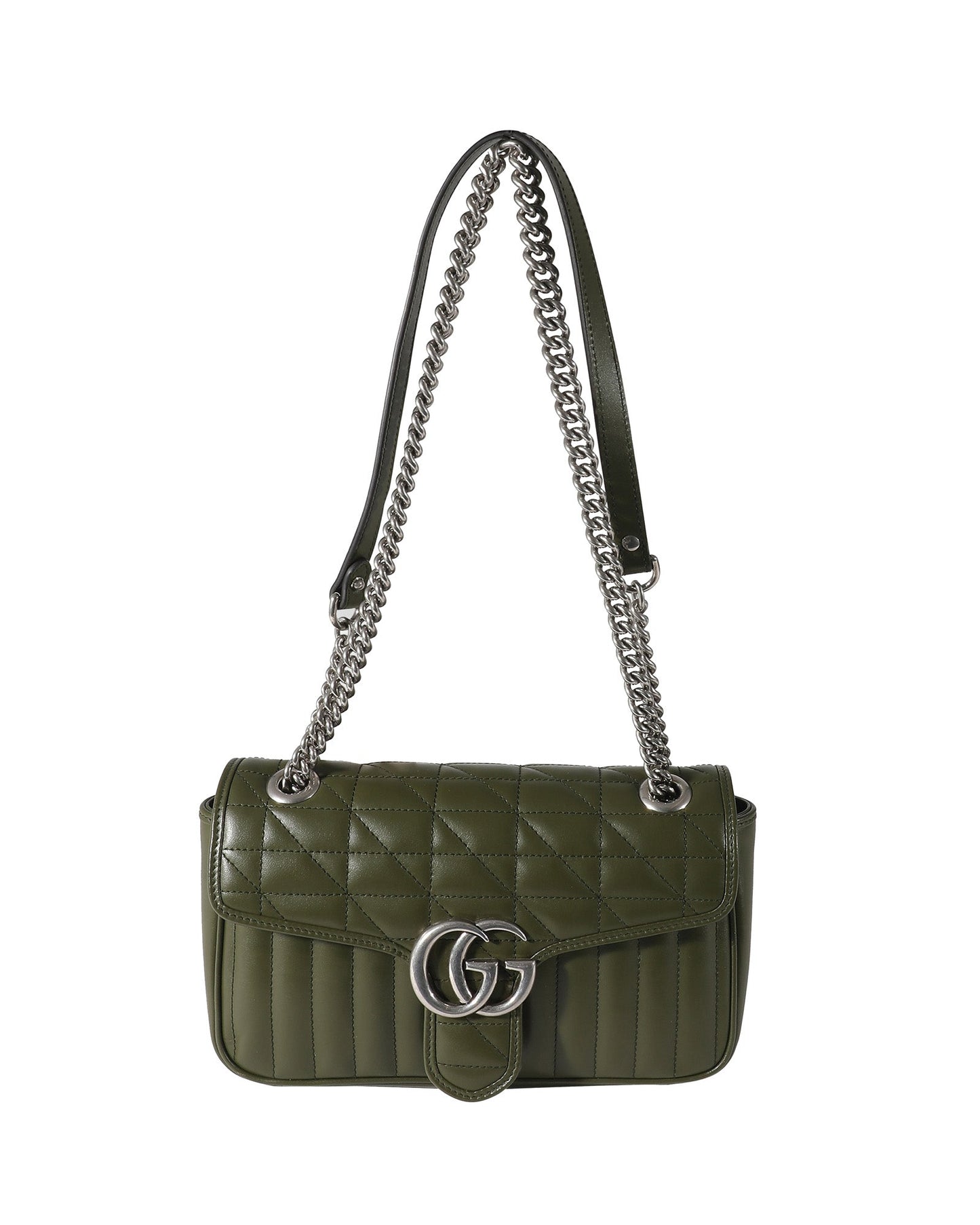 Luxury Gucci Trending 2025 Forest Green Calfskin Aria GG Small Marmont Bag