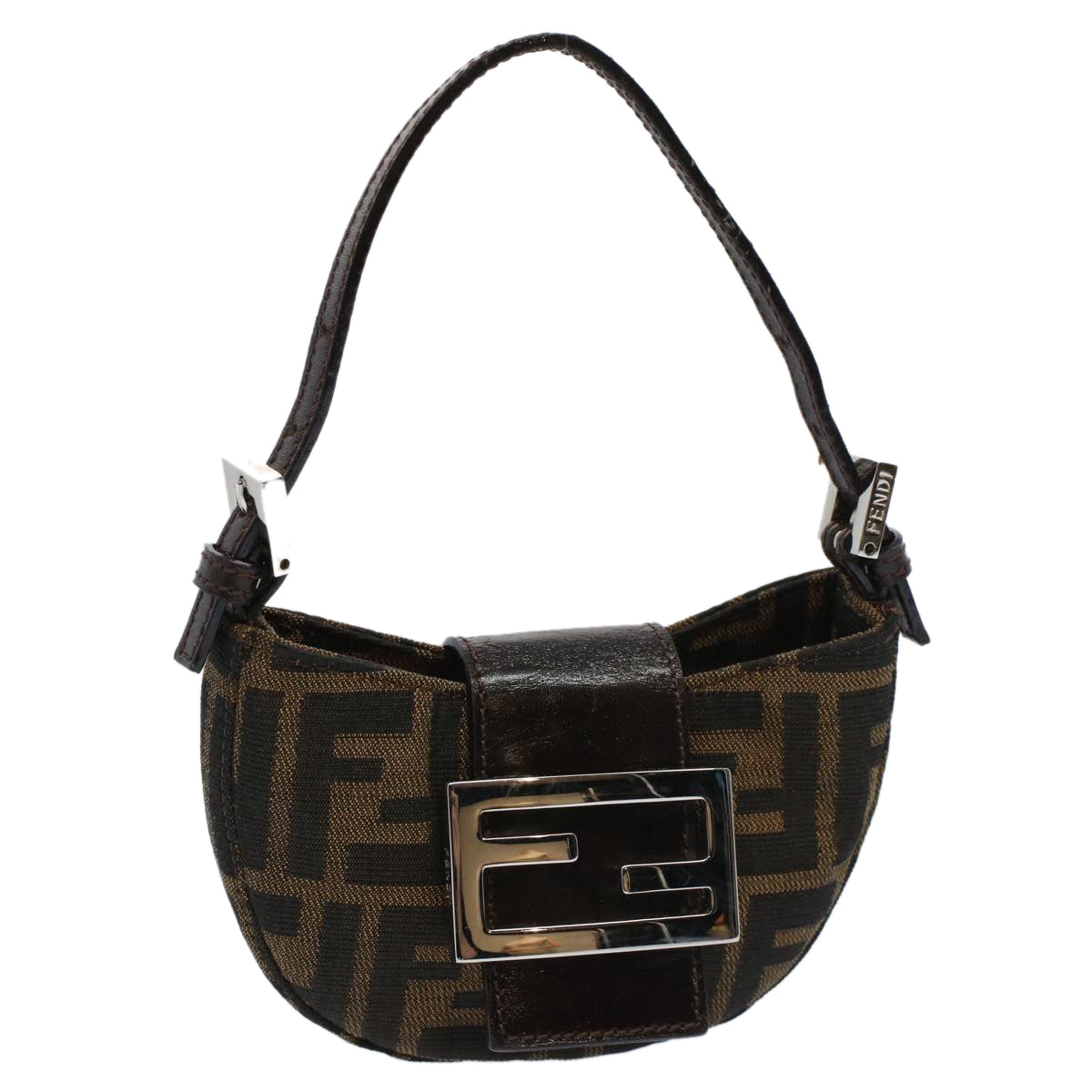Luxury FendiZucca Canvas Pouch Black Brown 2305 26673 00958256