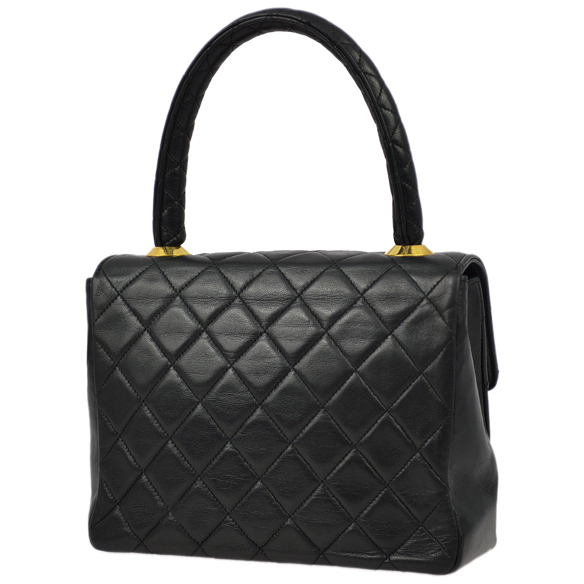 Luxury Chanel 1989-1991 Black Lambskin Top Handle Handbag