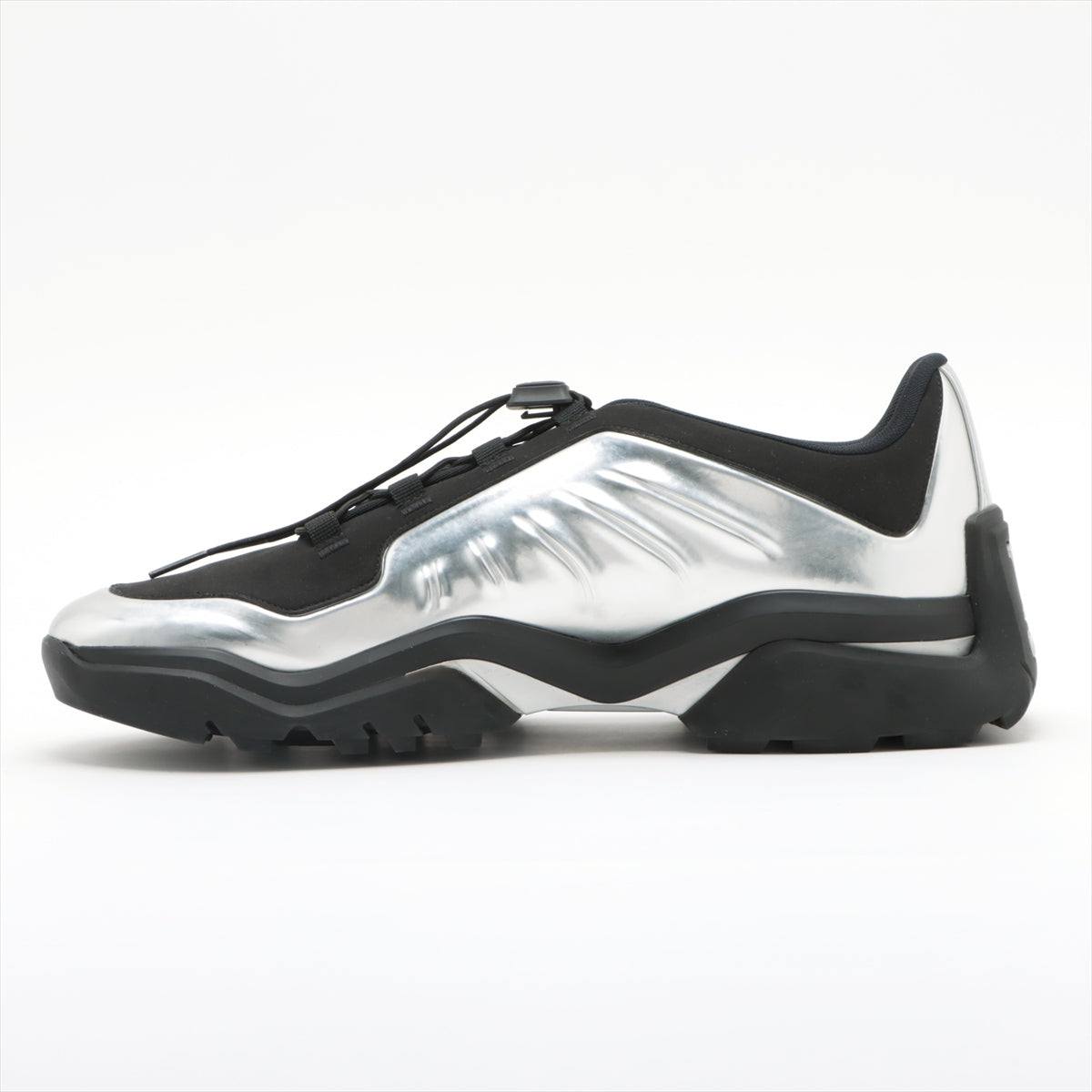 Louis Vuitton Millennium Line 21 Year Patent Leather  Fabric Sneakers 9 Men Silver × Black FD0251