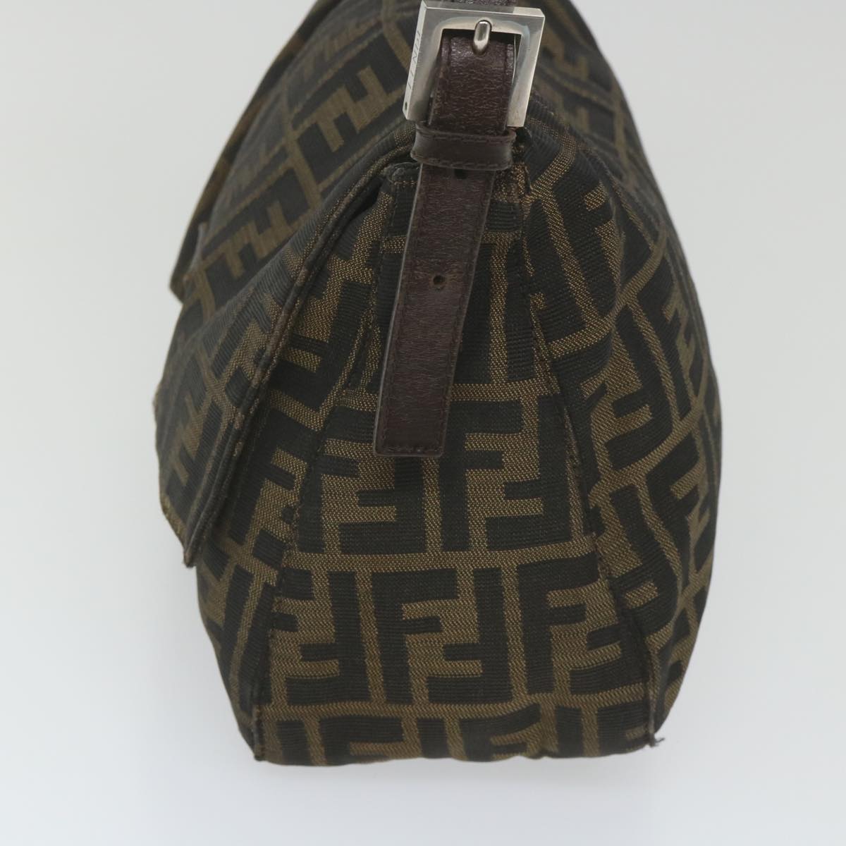 Luxury FendiZucca Canvas Mamma Baguette Shoulder Bag Black Brown58322