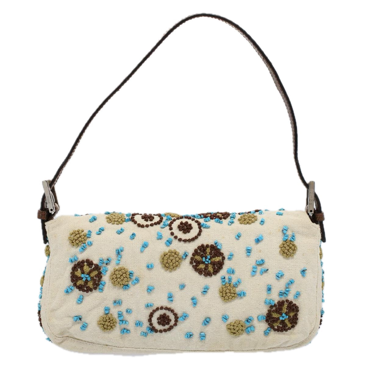Luxury FendiMamma Baguette Shoulder Bag Canvas Brown White58340A
