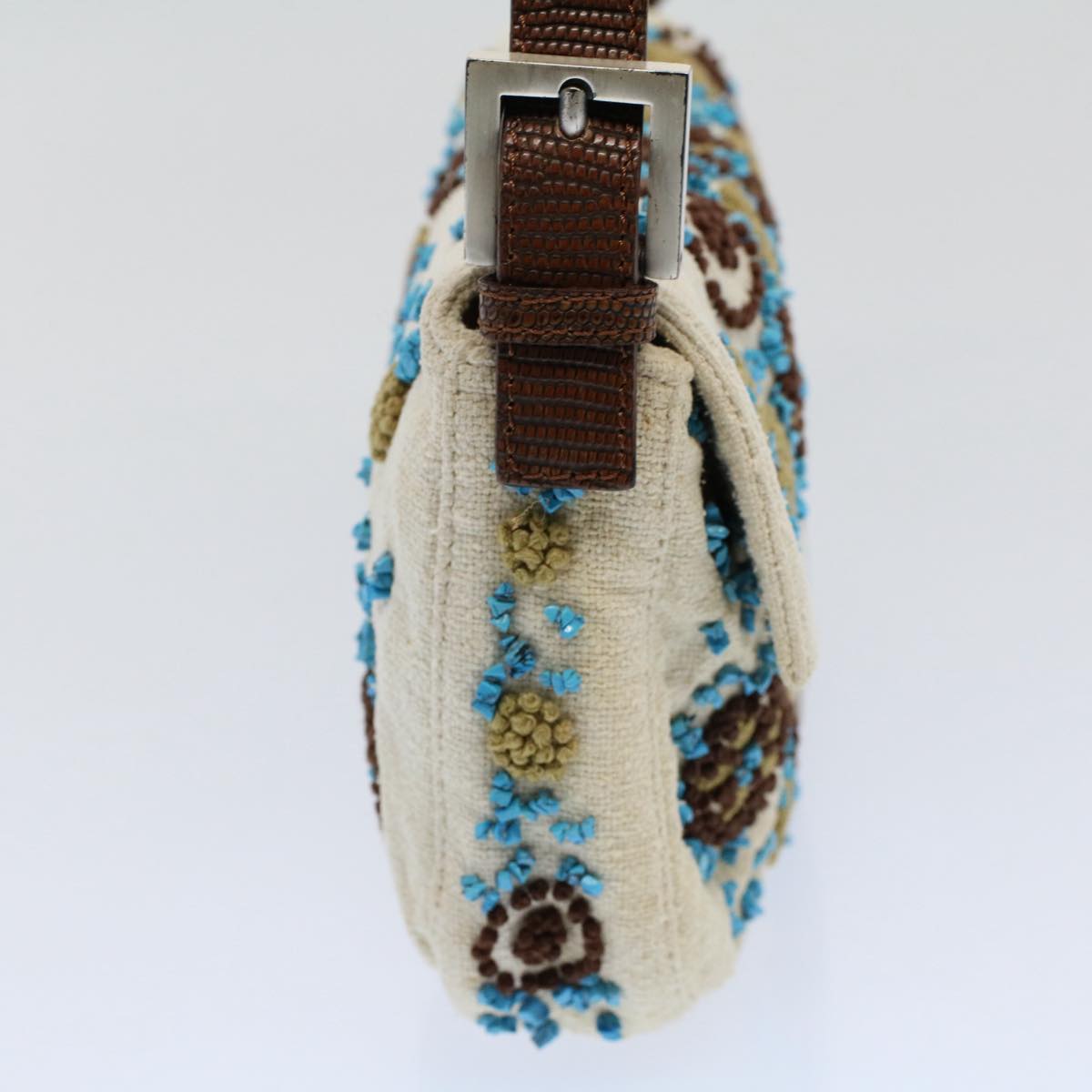 Luxury FendiMamma Baguette Shoulder Bag Canvas Brown White58340A