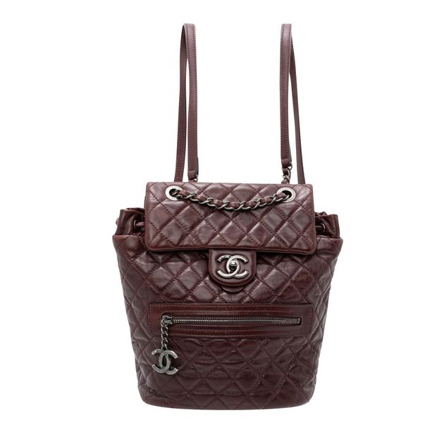 Luxury Chanel Paris-Salzburg Mountain Maroon Calfskin Leather Backpack