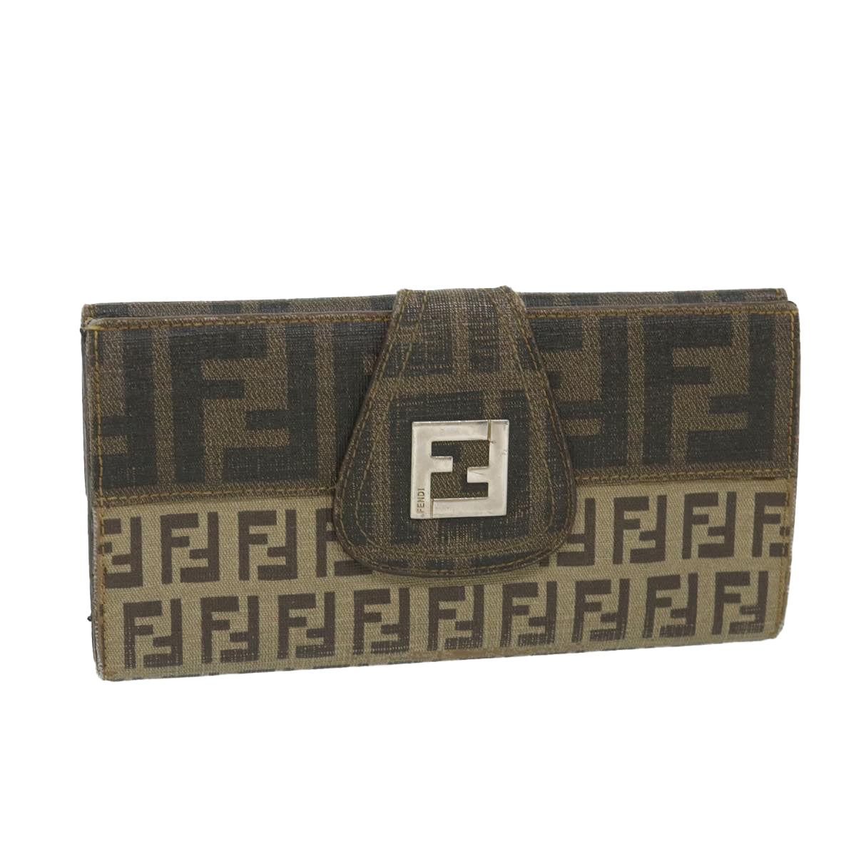 Luxury FendiZucchino Canvas Long Wallet Brown58419