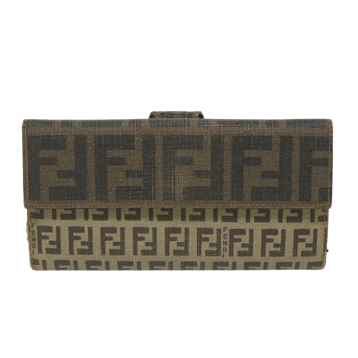 Luxury FendiZucchino Canvas Long Wallet Brown58419