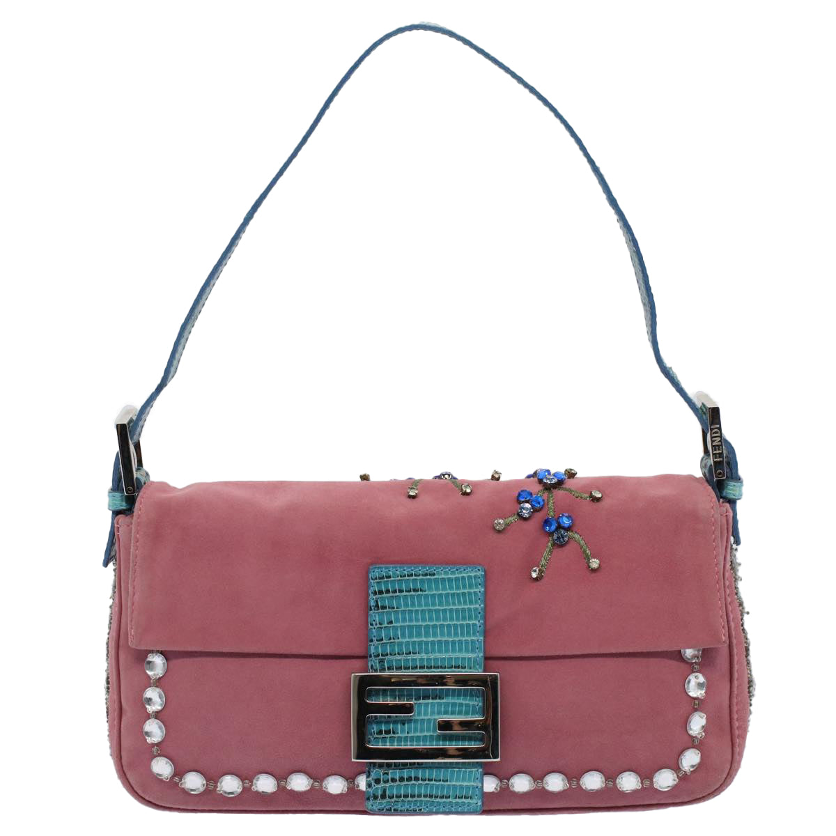 Luxury FendiMamma Baguette Shoulder Bag Suede Pink 2454 26424 09958420A