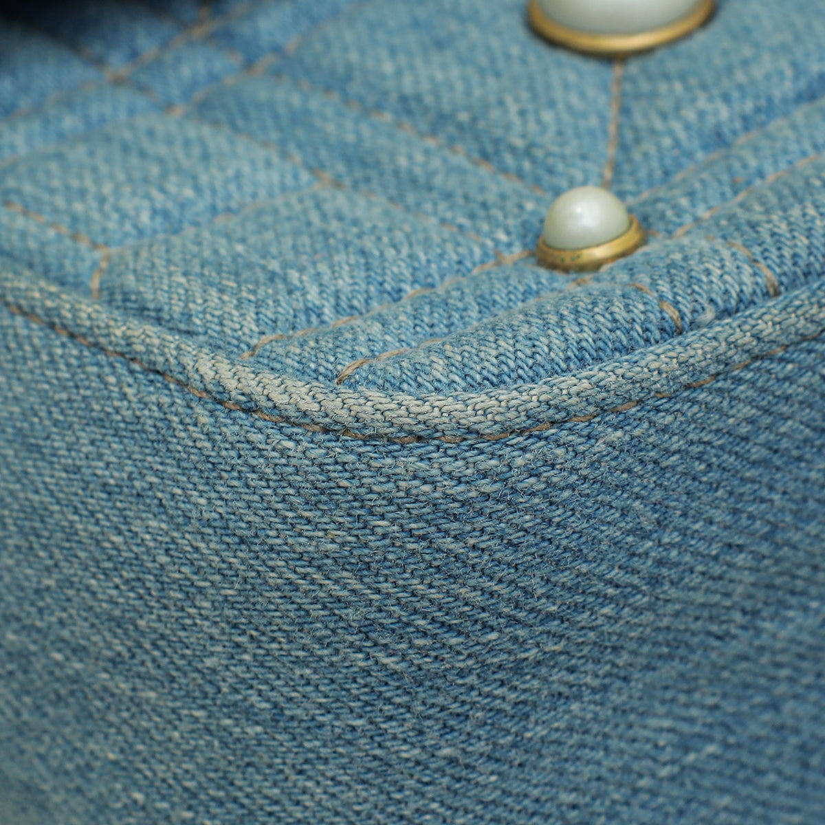 Gucci Gg Denim Marmont Pearl Mini Shoulder Bag