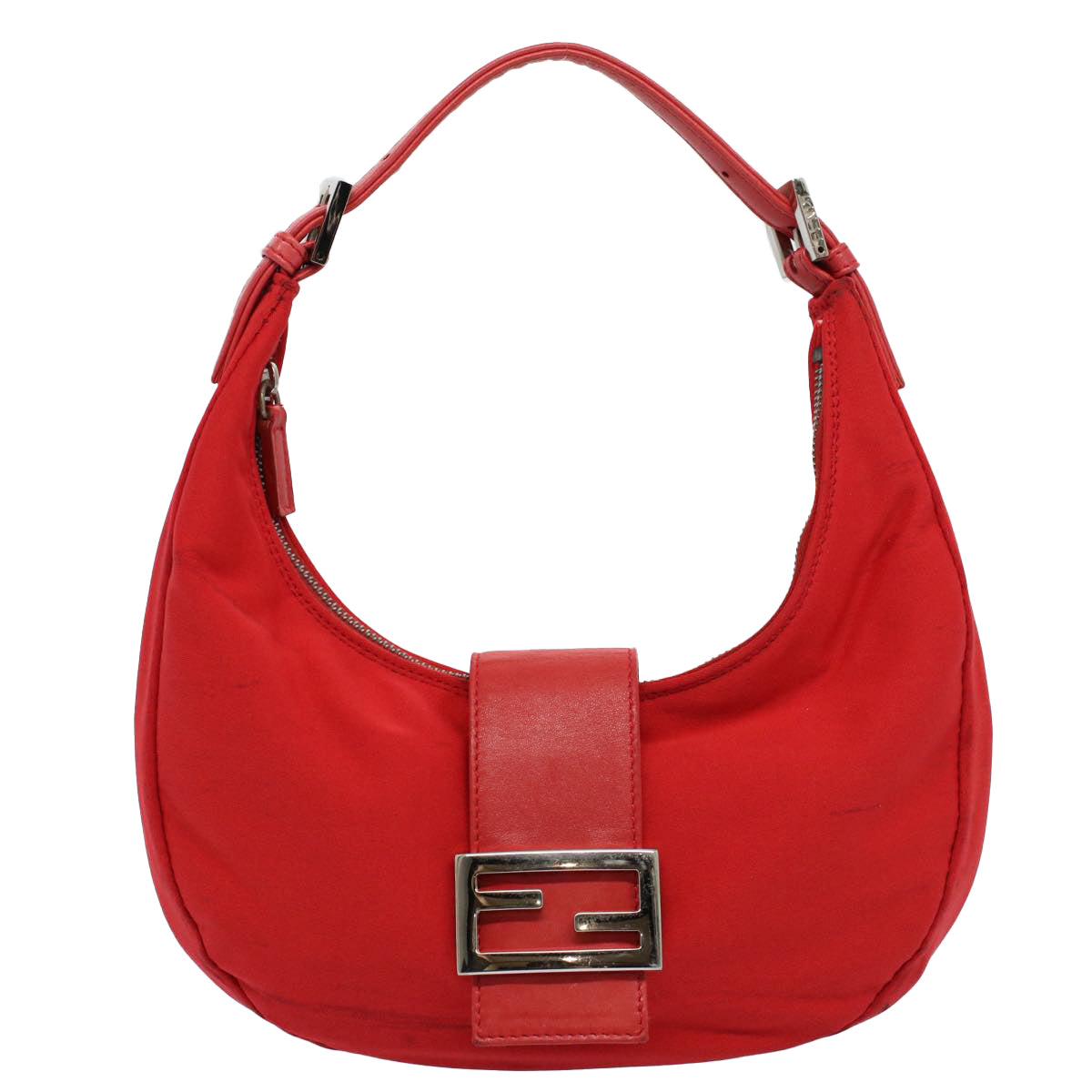 Luxury FendiMamma Baguette Shoulder Bag Nylon Red58610
