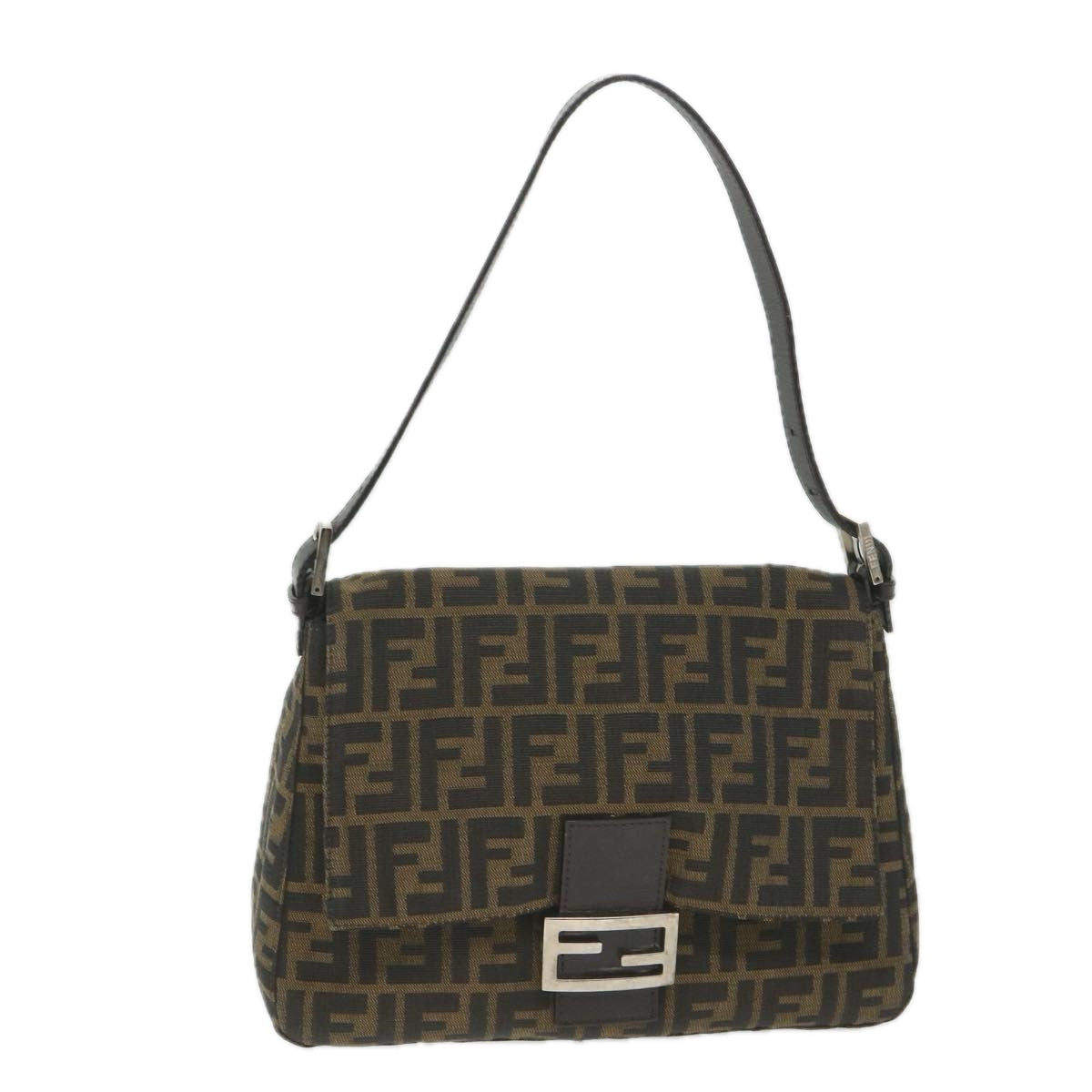 Luxury FendiZucca Canvas Mamma Baguette Shoulder Bag Nylon Brown58625