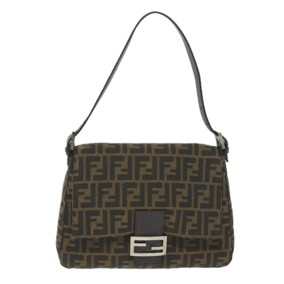 Luxury FendiZucca Canvas Mamma Baguette Shoulder Bag Nylon Brown58625