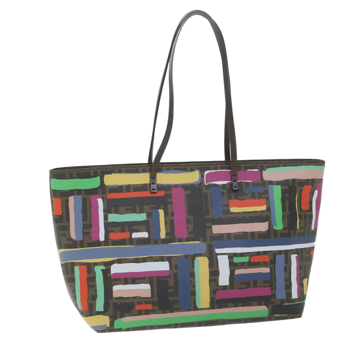 Luxury FendiZucca Canvas Tote Bag PVC Leather Brown Multicolor58632