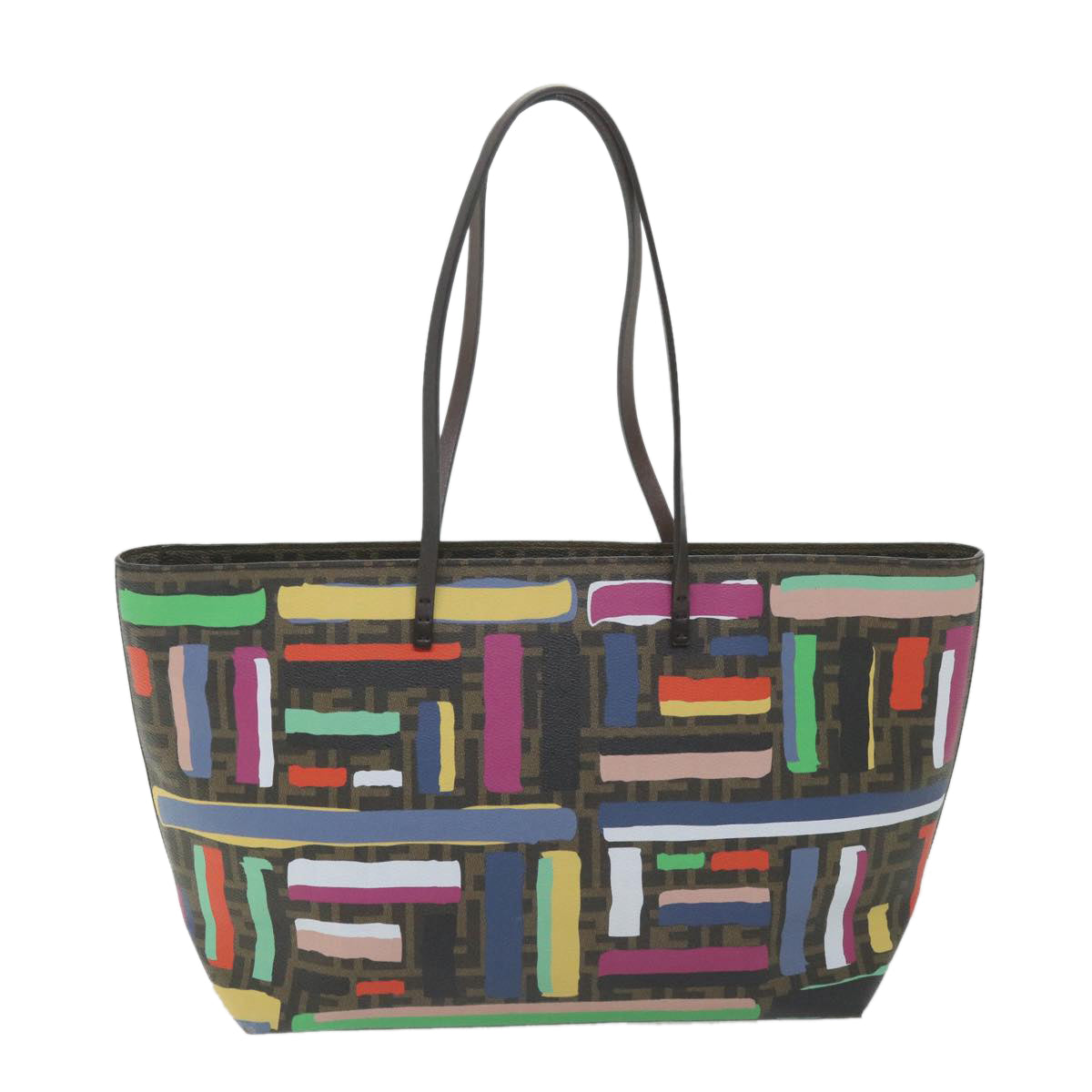 Luxury FendiZucca Canvas Tote Bag PVC Leather Brown Multicolor58632