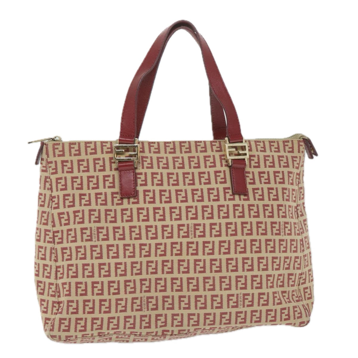 Luxury FendiZucchino Canvas Tote Bag Red Beige58644