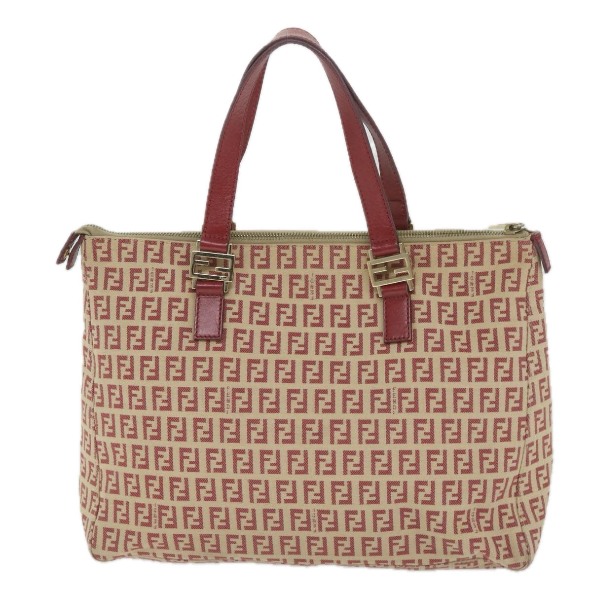 Luxury FendiZucchino Canvas Tote Bag Red Beige58644
