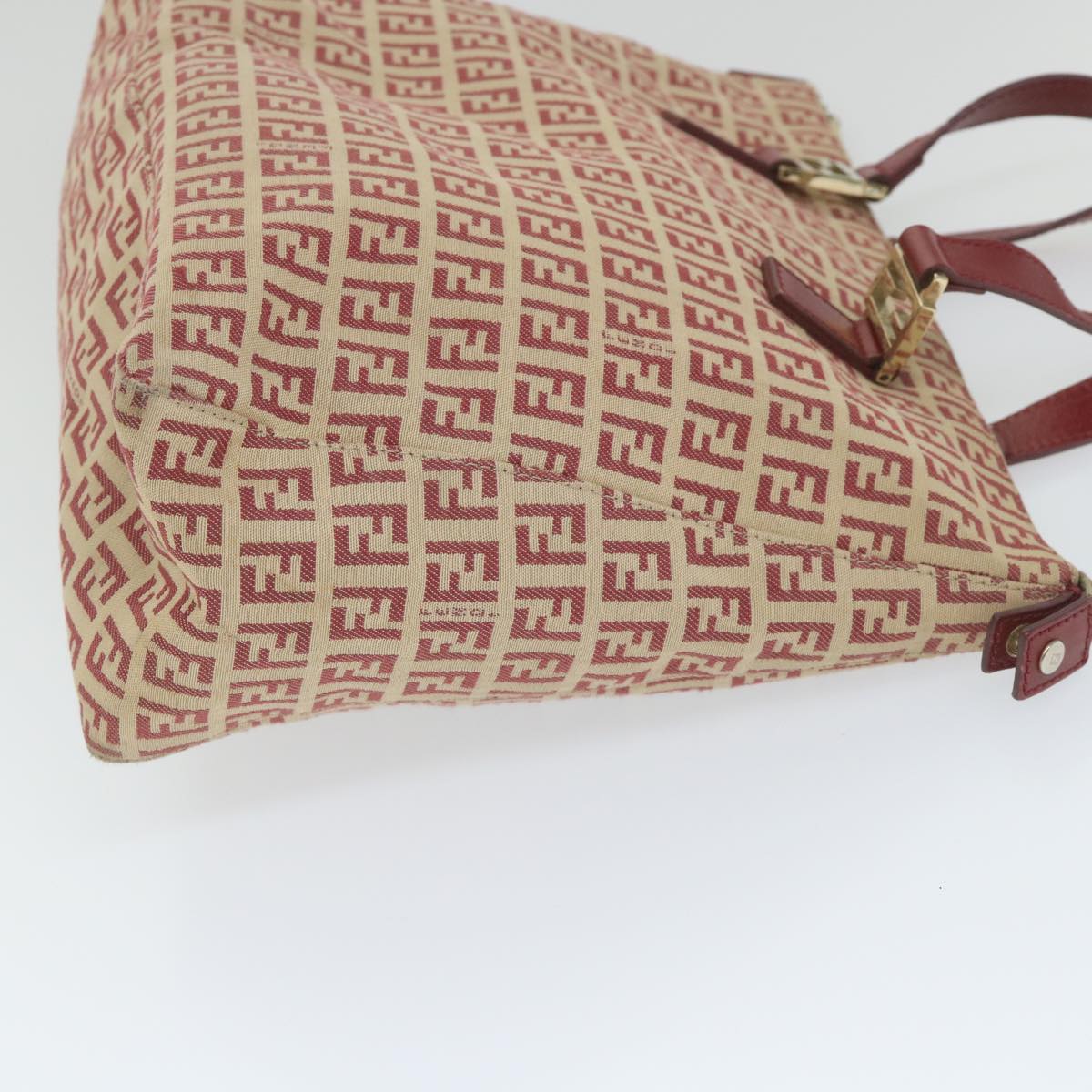 Luxury FendiZucchino Canvas Tote Bag Red Beige58644