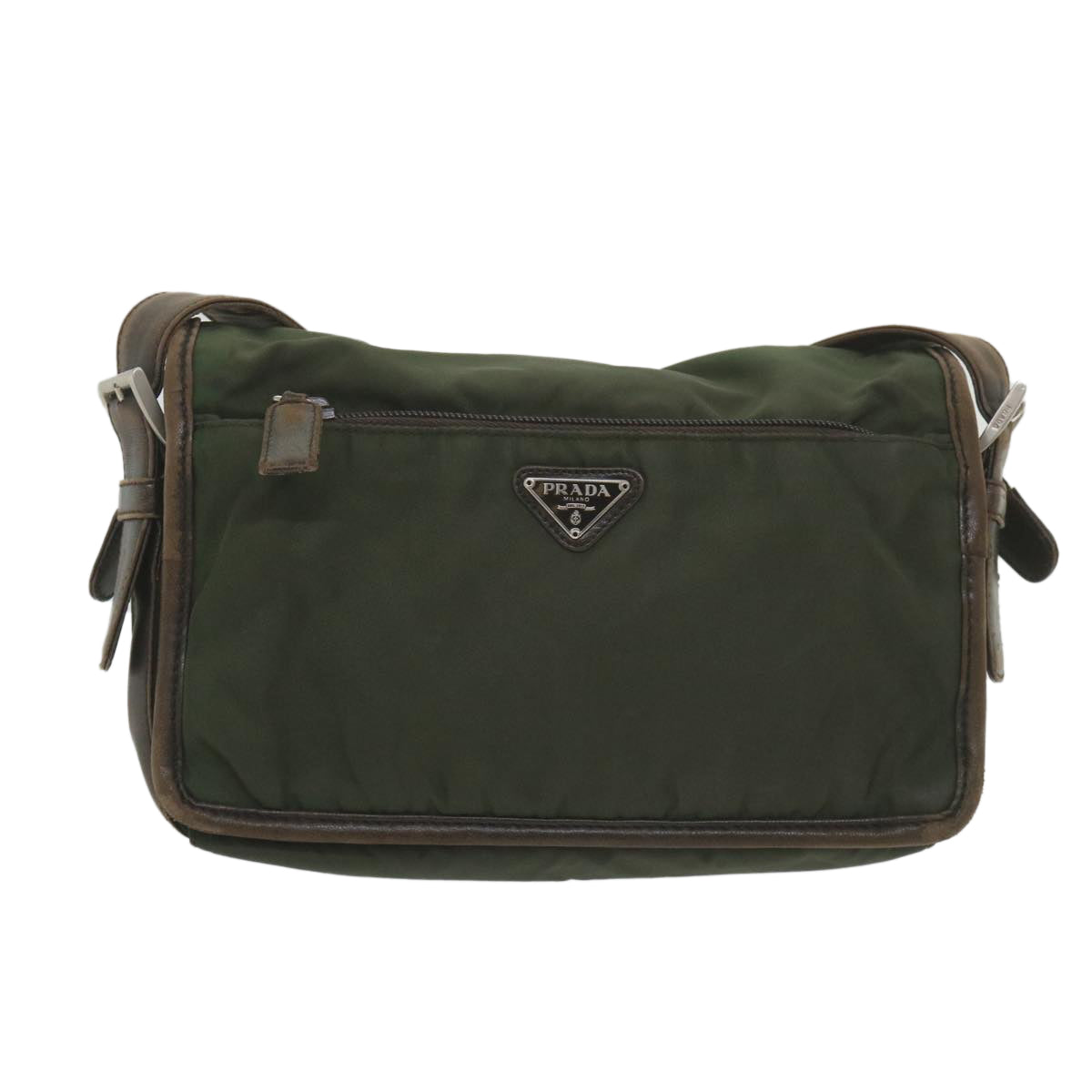 Luxury PradaShoulder Bag Nylon Leather Khaki 58683