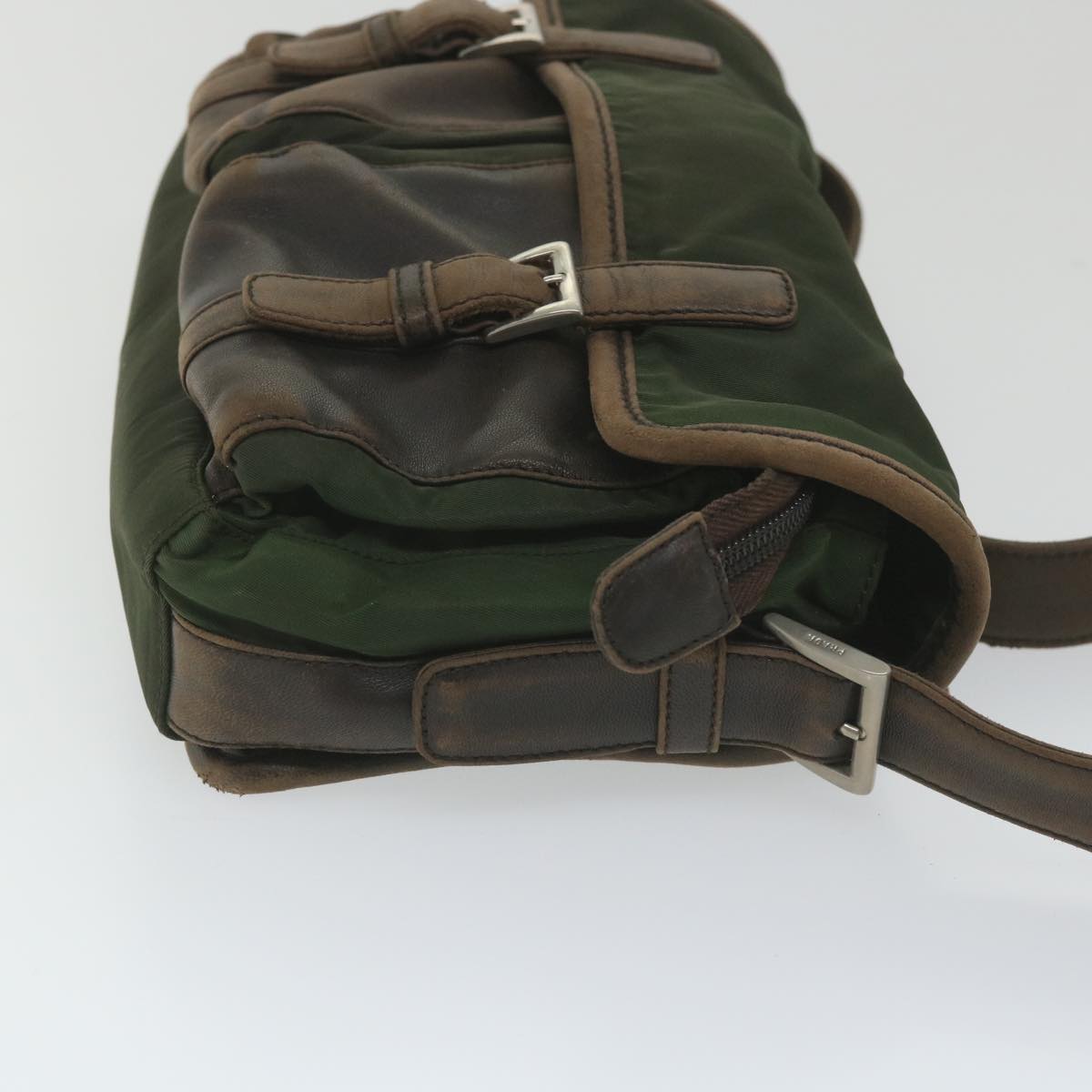 Luxury PradaShoulder Bag Nylon Leather Khaki 58683