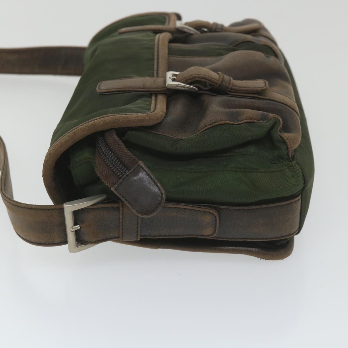 Luxury PradaShoulder Bag Nylon Leather Khaki 58683