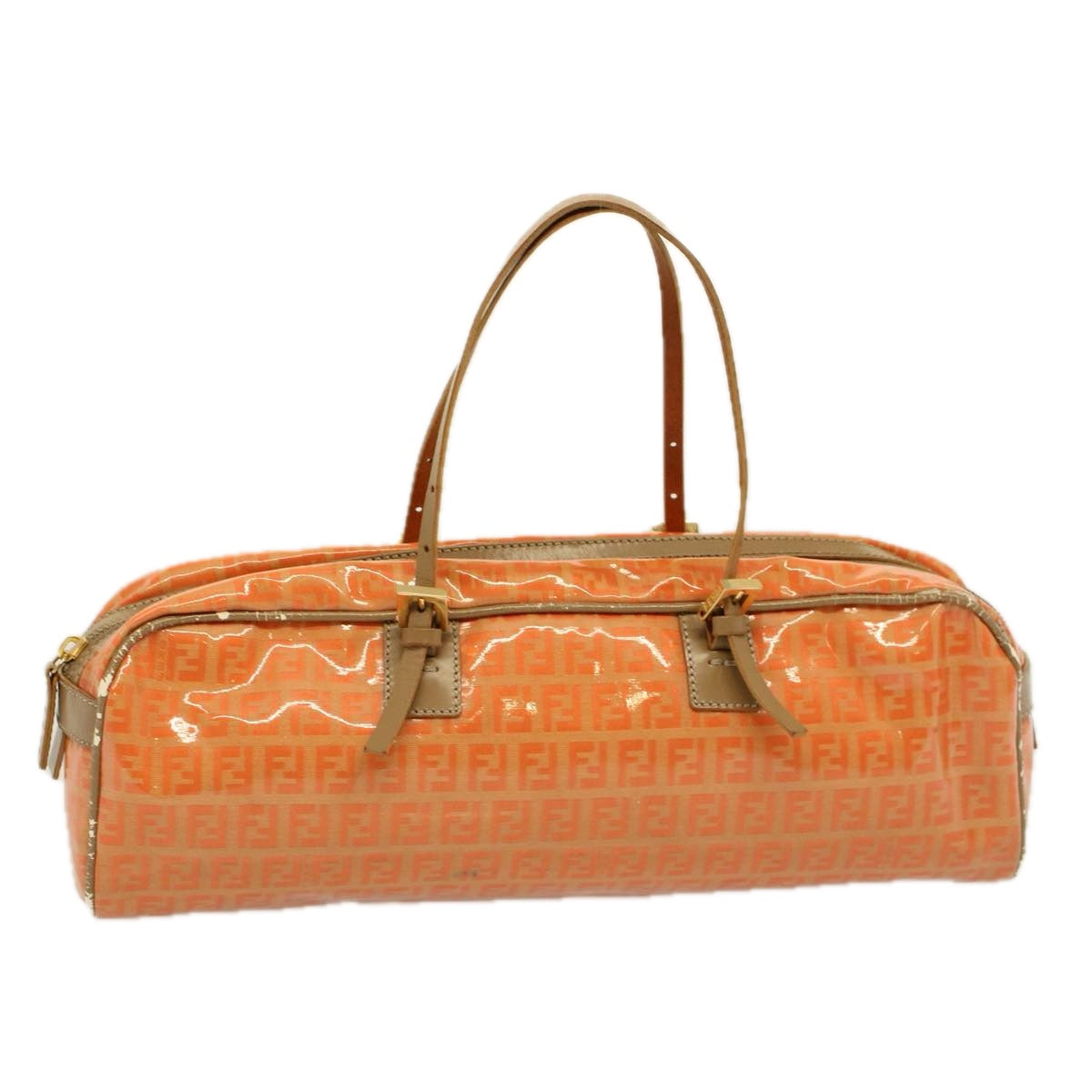 Luxury FendiZucchino Canvas Hand Bag Coated Canvas Orange58780