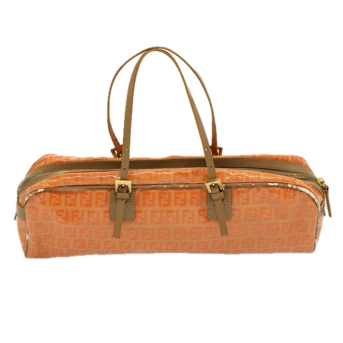 Luxury FendiZucchino Canvas Hand Bag Coated Canvas Orange58780