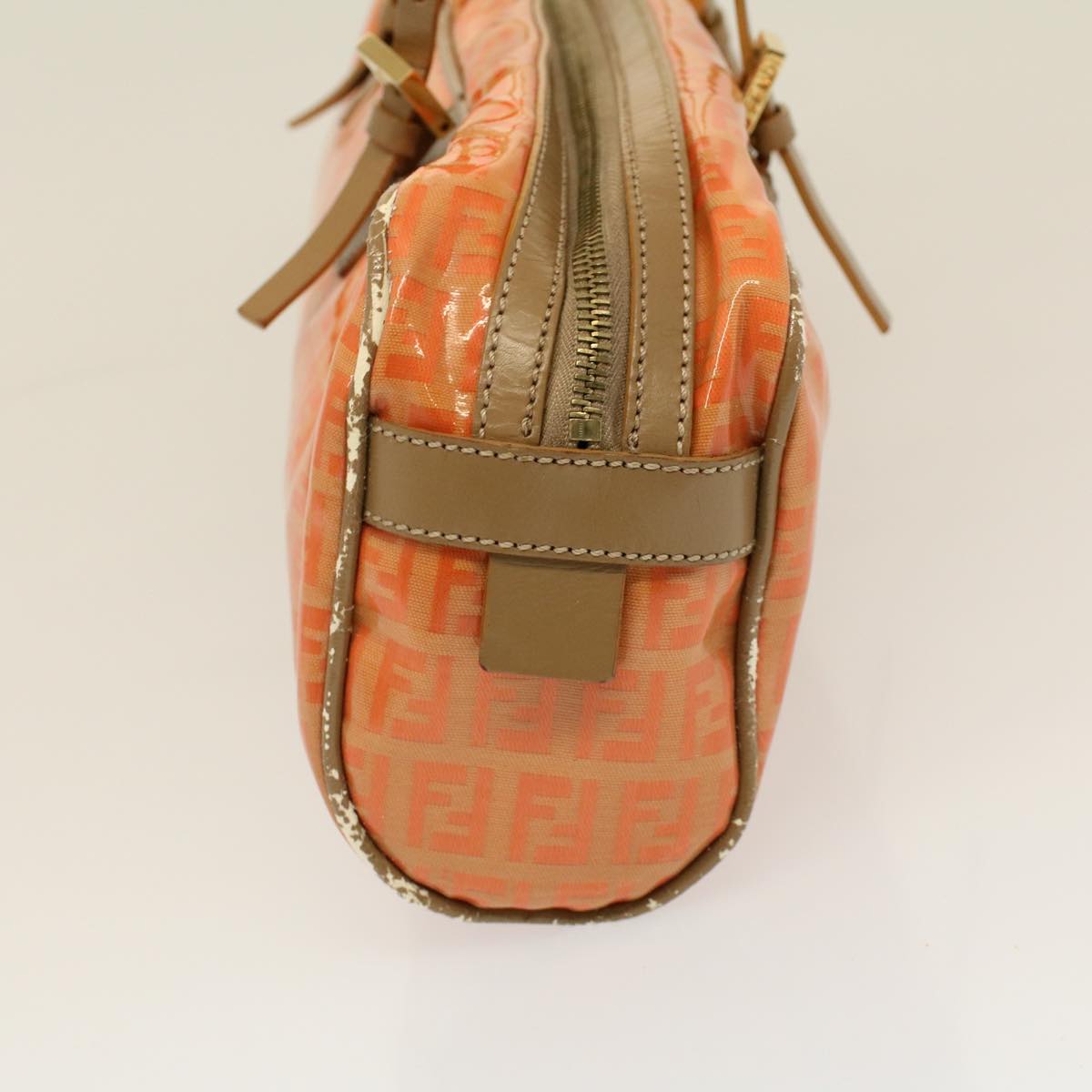 Luxury FendiZucchino Canvas Hand Bag Coated Canvas Orange58780