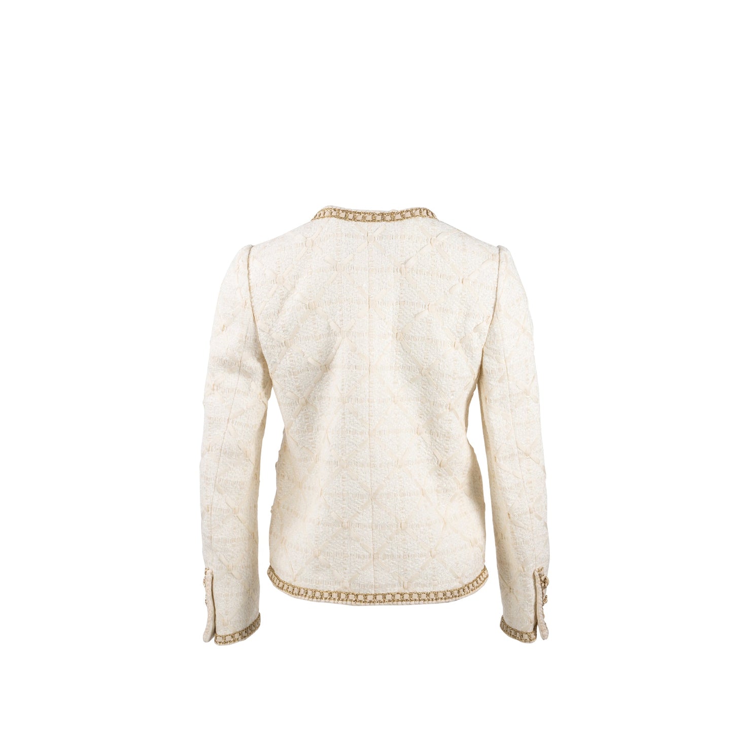 Chanel Size 34 Tweed Jacket White/Gold